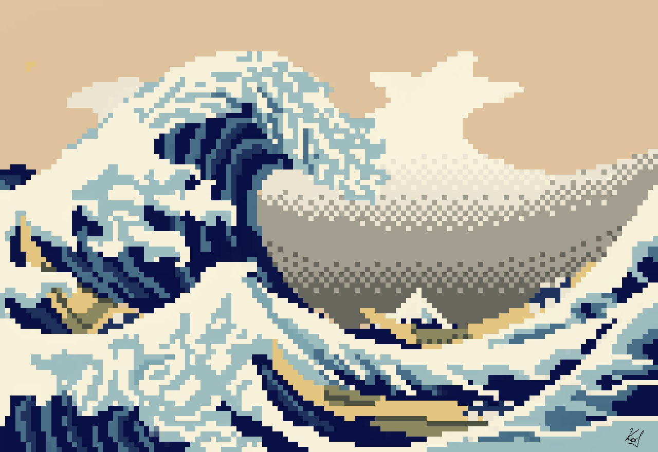 Wallpaper #D1YuepcBsd6xcFiEk9wE179 Oc Newbie Cc My Pixel Art Version of the Great Wave of Kanagawa