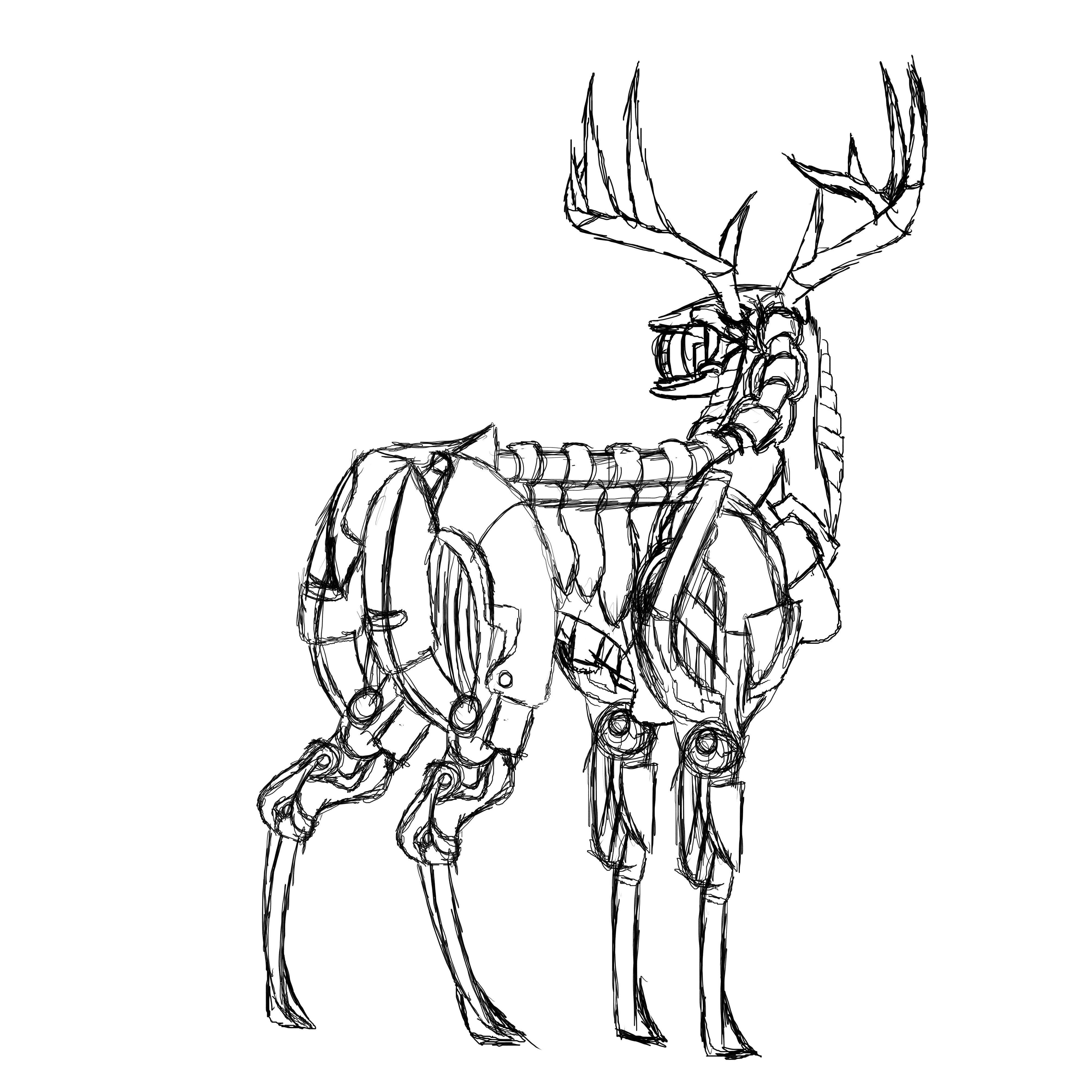 Wallpaper #2f-aZ5MB3lSXT3zUluJX110 Cybernetic Deer Sketch by Metadragonart on Deviantart