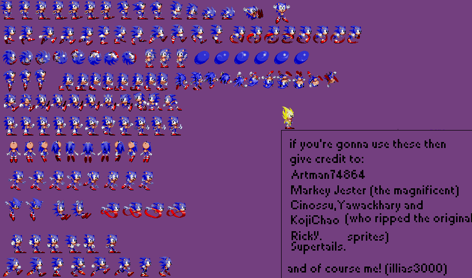 Wallpaper #cc85f Custom Classic Sonic Sprite Sheet by Adanishedgehog2011 on Deviantart