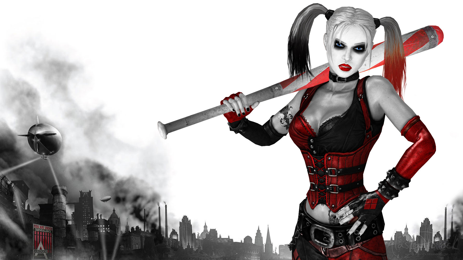 Wallpaper #9n1N8I4Bnwiau_P6IwWm57 Harley Quinn Ii Arkham City by Alaska Pollock on Deviantart