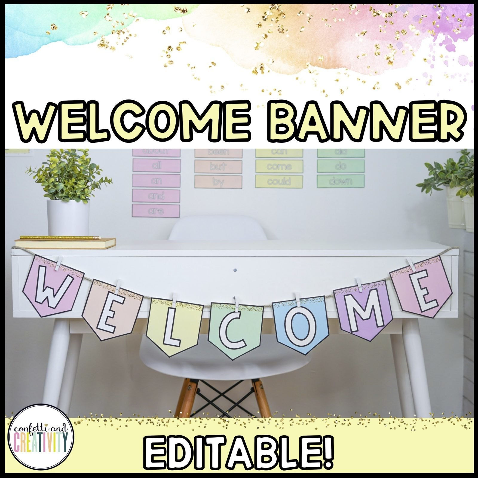 Wallpaper #PDHeNZMB5zzyi_yYylio206 Pastel Editable Welcome Banner Confetti Creativity