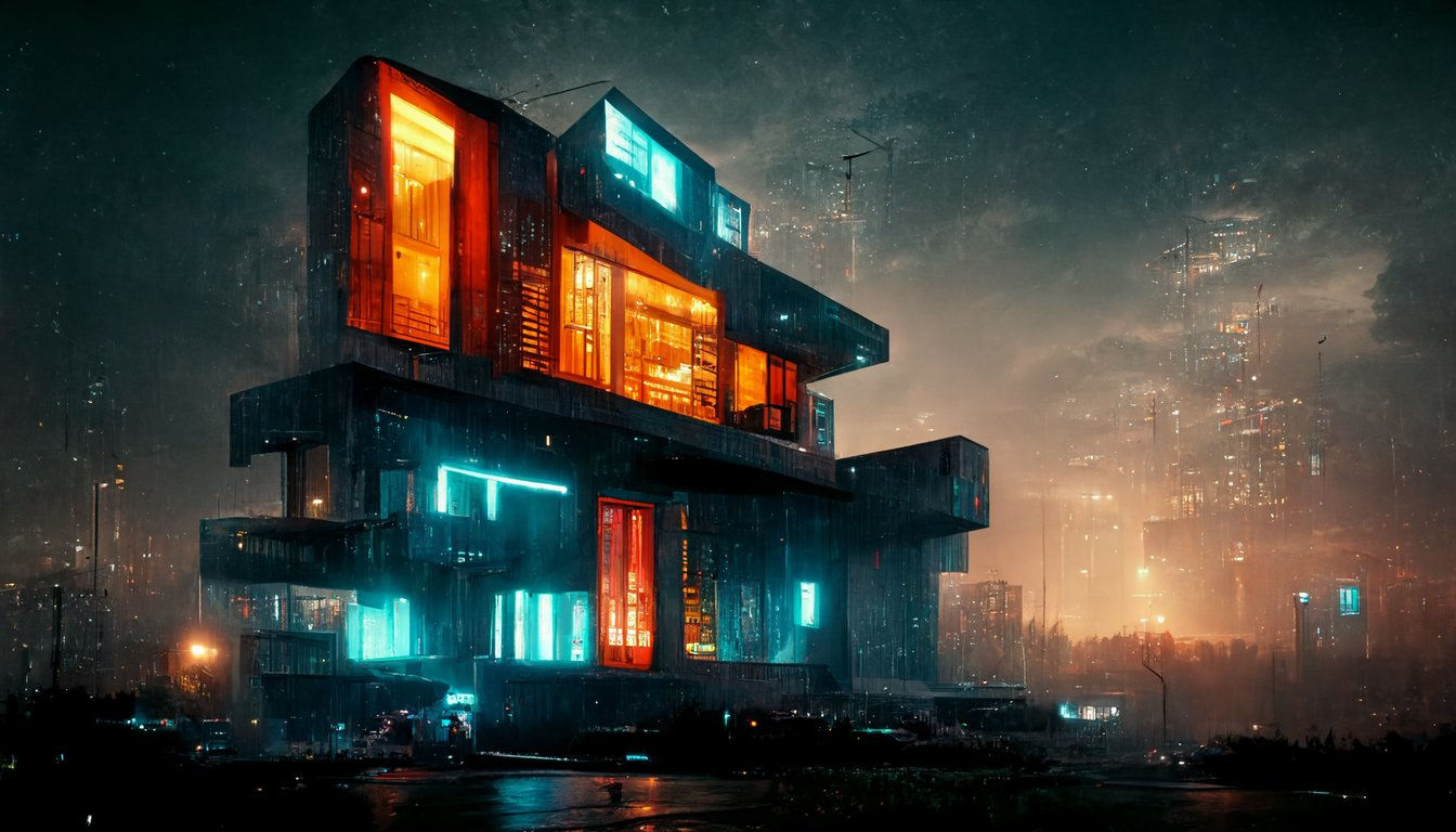 Wallpaper #3mhDIZMBSpphPi3-ky9u189 Prompthunt House Architecture Cyberpunk Style High Detailed
