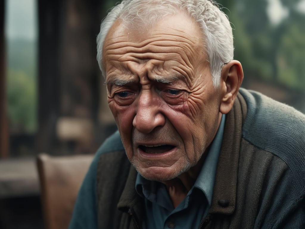 Wallpaper #q2eP65IBSpphPi3-00yX280 Premium Free AI Images Portrait of an Elderly Crying Man High