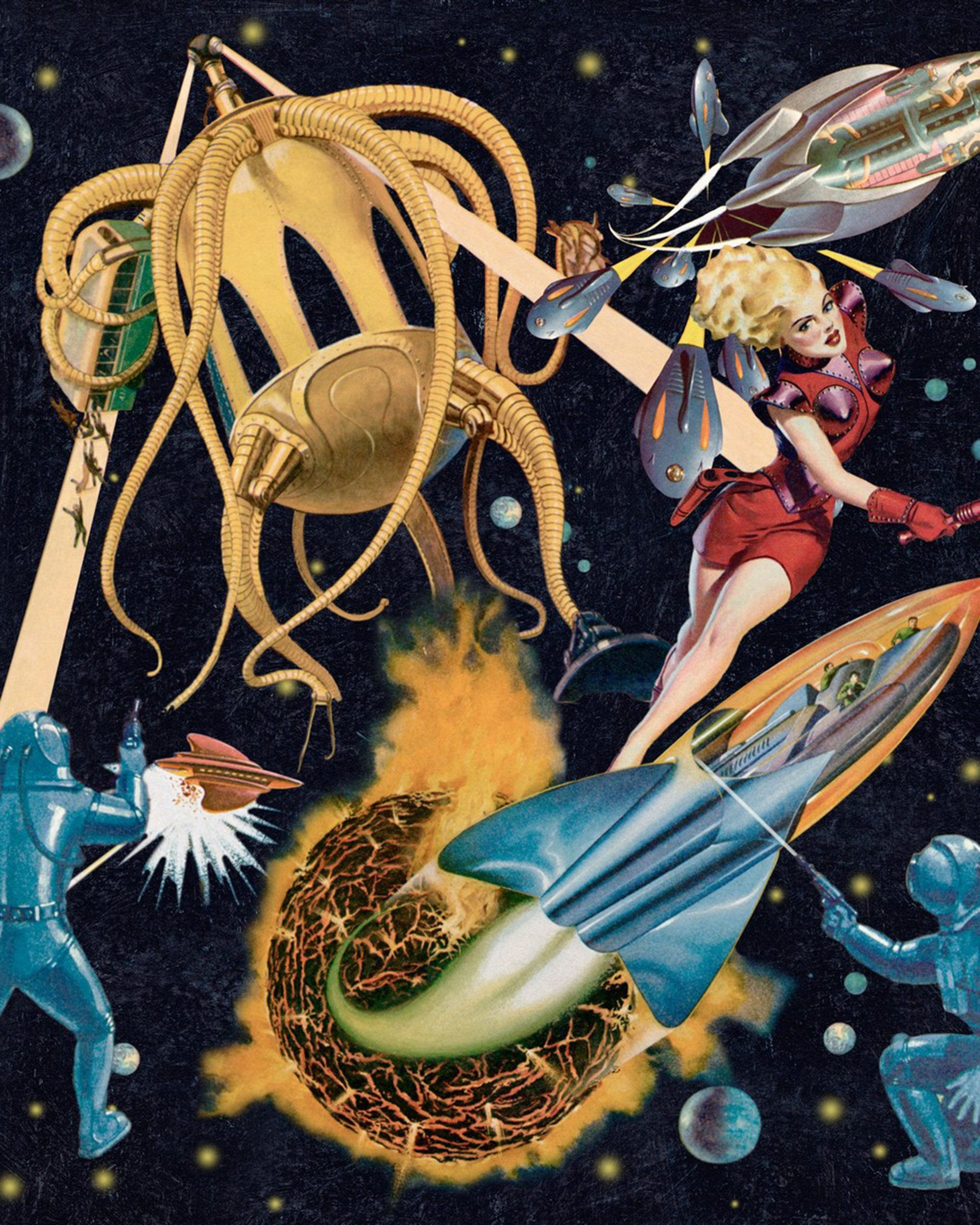 Wallpaper #-vSTOpMBKFX8bn3rTngm13 Sci Fi Pulp by Malcolm Fabrics Nz Distributor