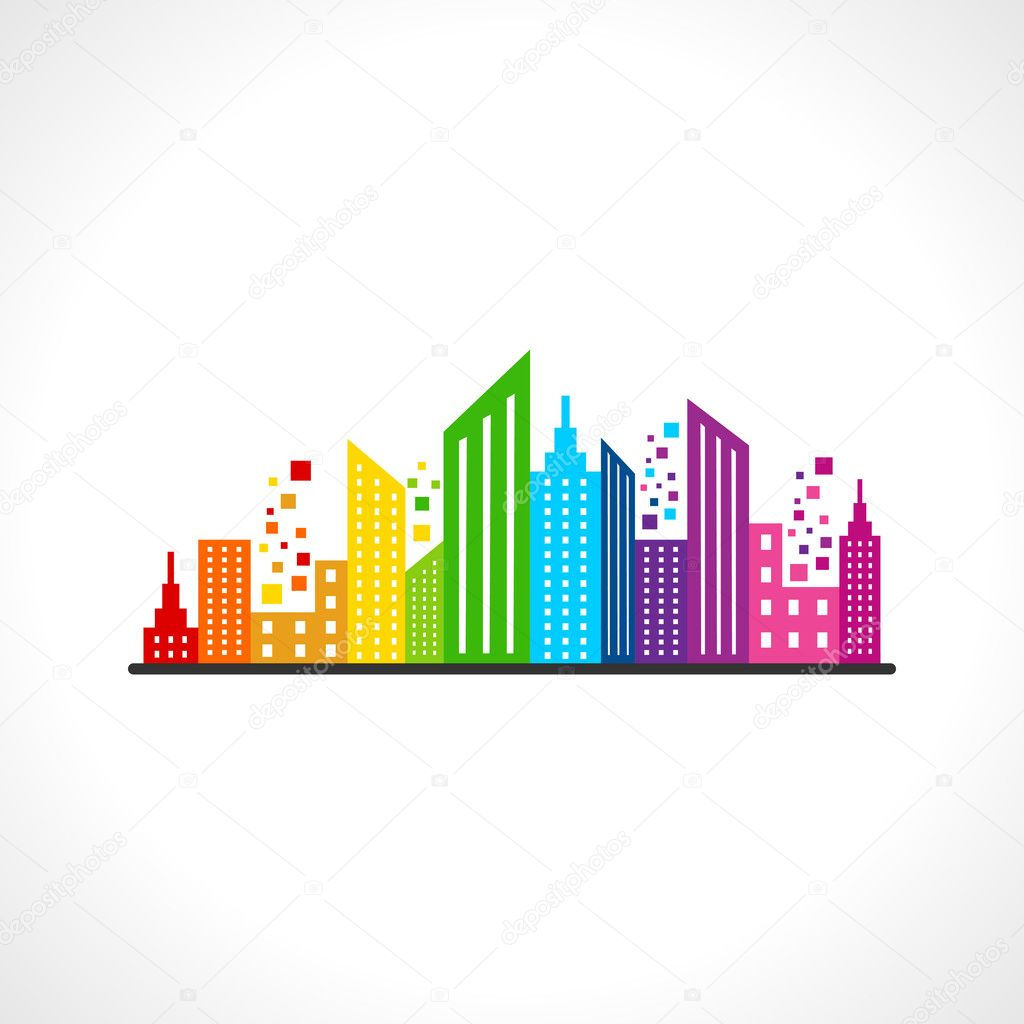 Wallpaper #dmfr65IBSpphPi3-5U-B154 Illustration of Abstract Colorful Buildings Stock Vector