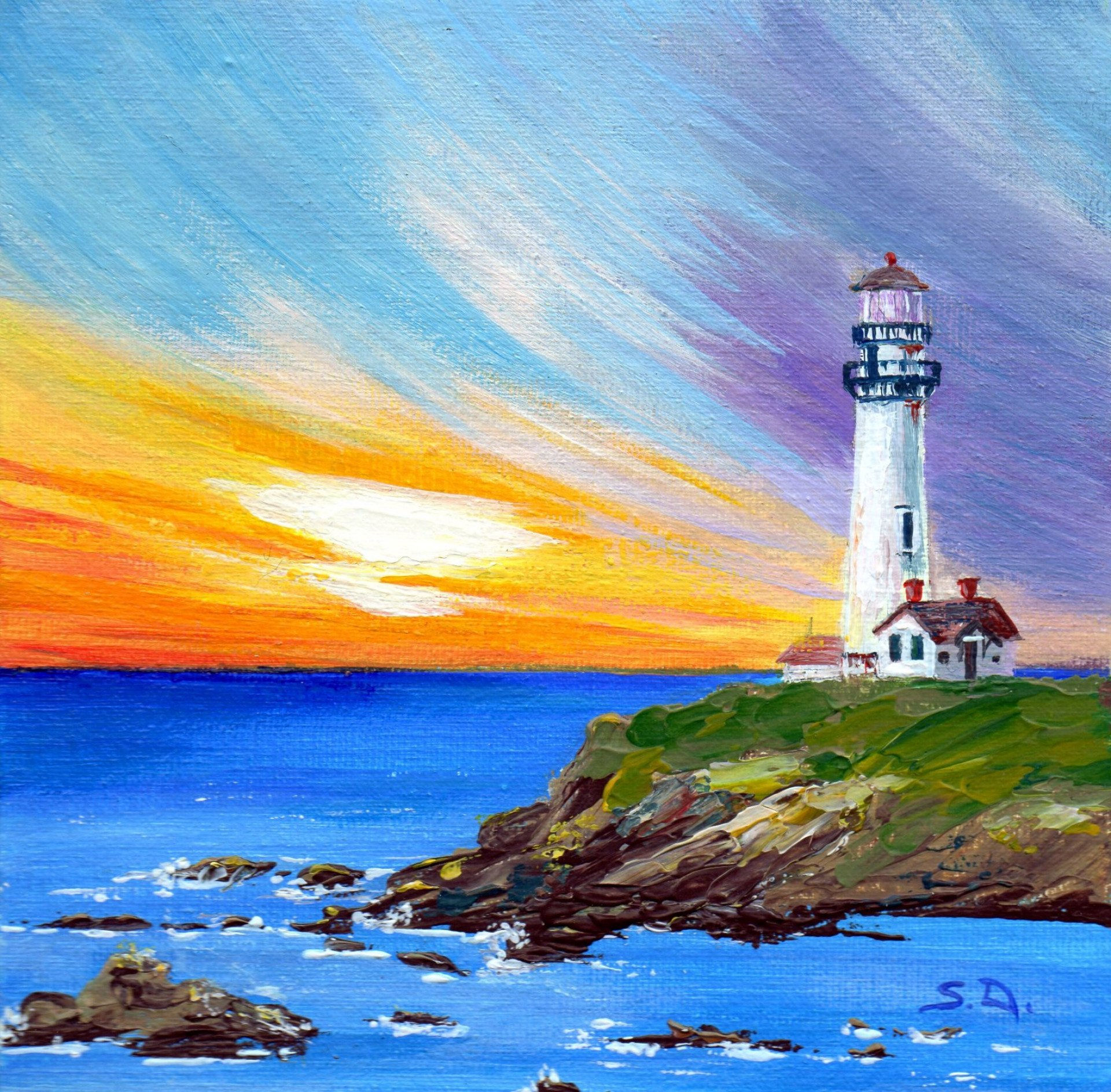 Wallpaper #KW2GaJcBycdYOYFTt3BW192 Lighthouse of Hope Painting by Svitlana Davydova