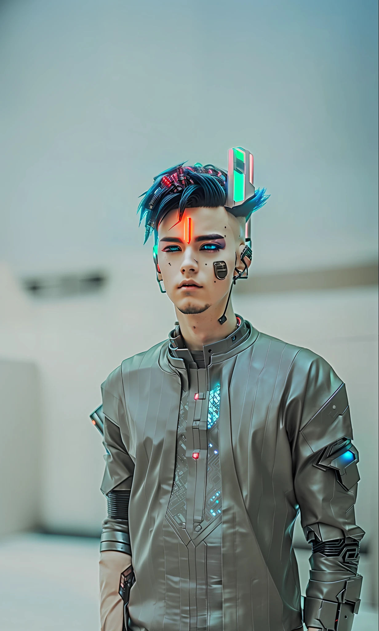 Wallpaper #lZ1sZ5cBkAG5jTCHW7OM136 Arafed Man with a Blue Mohawk and a Leather Jacket Seaart AI