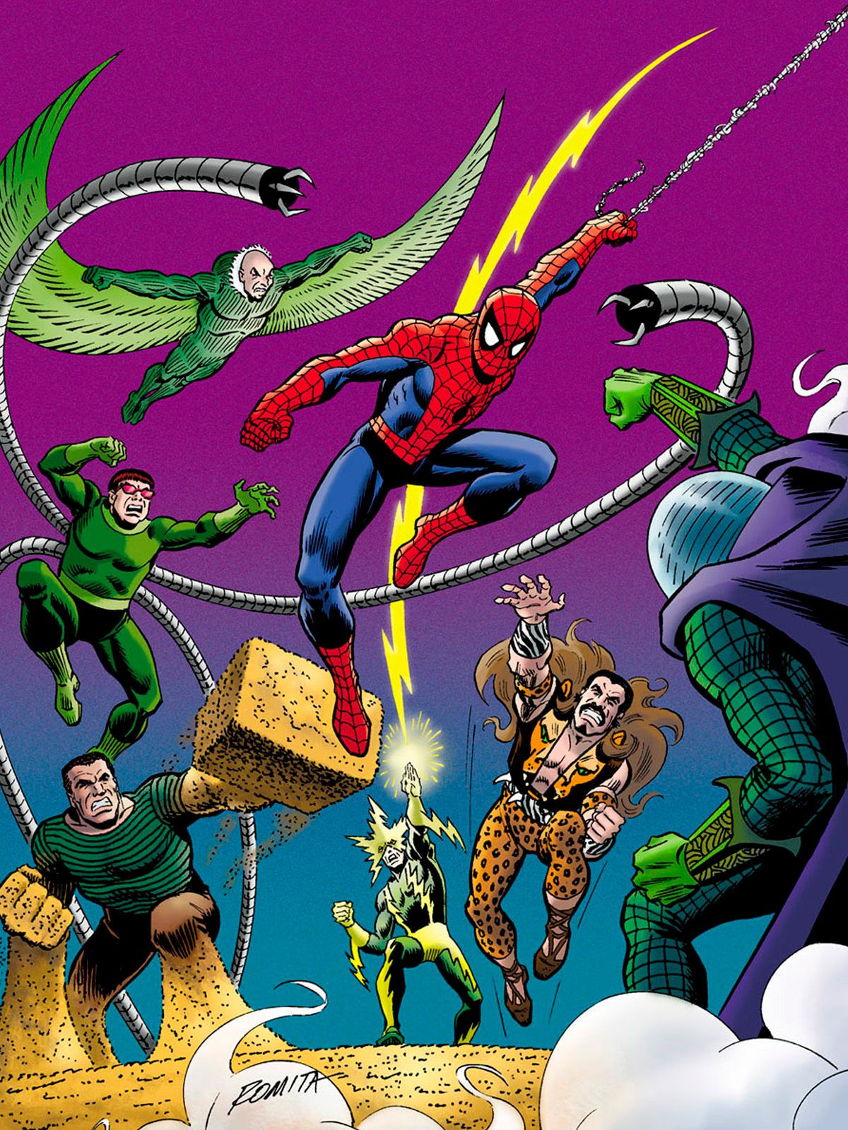 Wallpaper #ceb46 1920x1080 Spiderman vs Sinister Six Art Laptop Full HD 1080p HD 4K