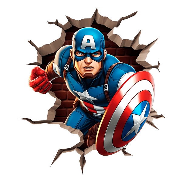 Wallpaper #TpzP4ZIBZHQxiYarDb0s218 Sticker Mural Trou Captain America En Action Webstickersmurauxcom