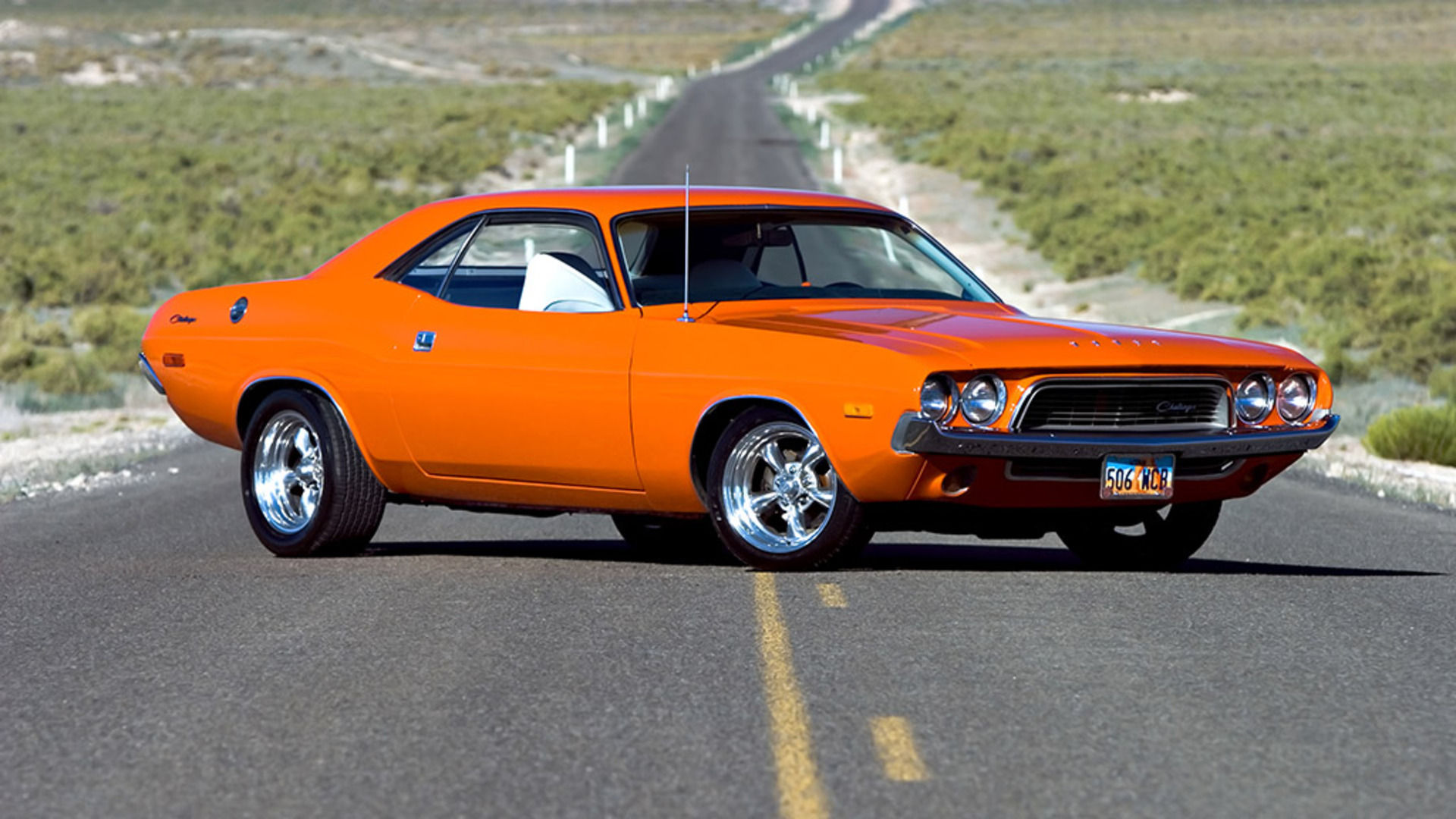 Wallpaper #lnOZg44BFI5NbQks9htG3 A Classic Orange Muscle Car, the 1970 Dodge Challenger R/t