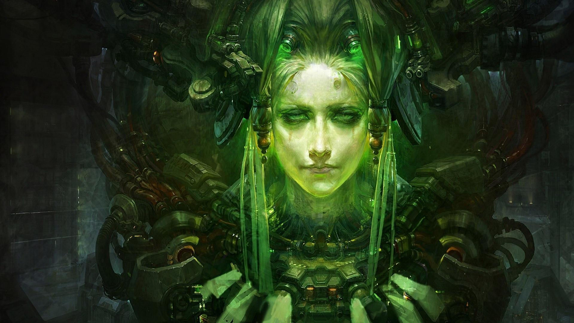Wallpaper #ERlCAo8BtGB6xQ78z0qs27 Download Green Fantasy Art Cyberpunk Artwork Fan Wallpaper by