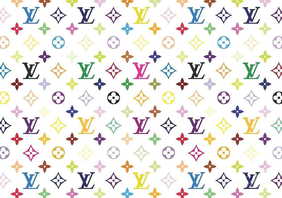Wallpaper #UmfG5ZIBSpphPi3-tDHV34 Classic Multicolor Monogram Pattern on White Tapestry Textile by