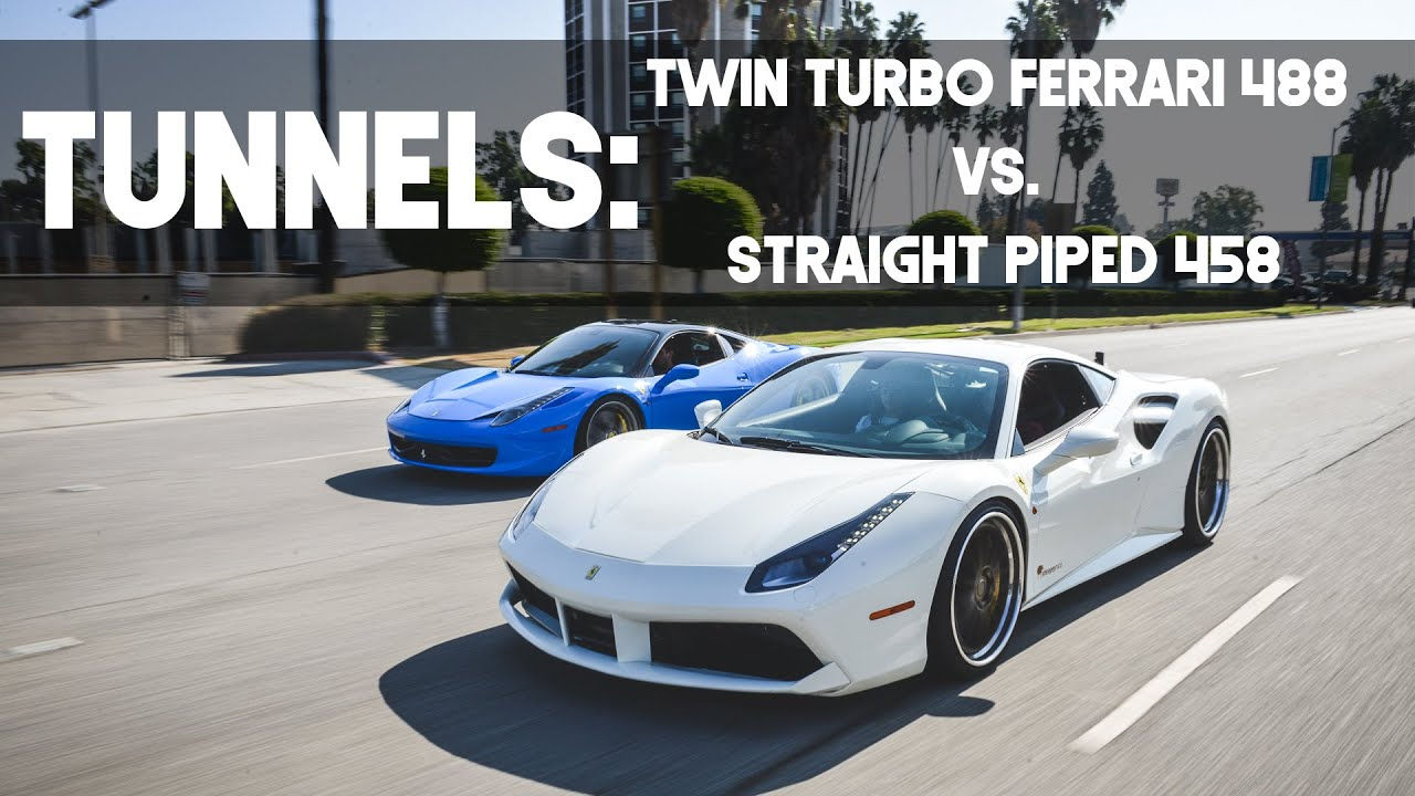 Wallpaper #a5yg4ZIBZHQxiYarqbxU56 Twin Turbo Ferrari 488 Gtb vs Straight Piped Ferrari 458 on Tunnels