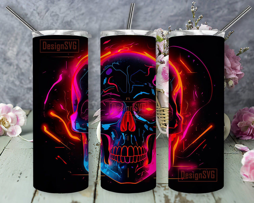 Wallpaper #BWe8C5MBSpphPi3-rNuv189 Neon Skull 20oz Skinny Tumbler Sublimation Design Neon Skull Tumbler