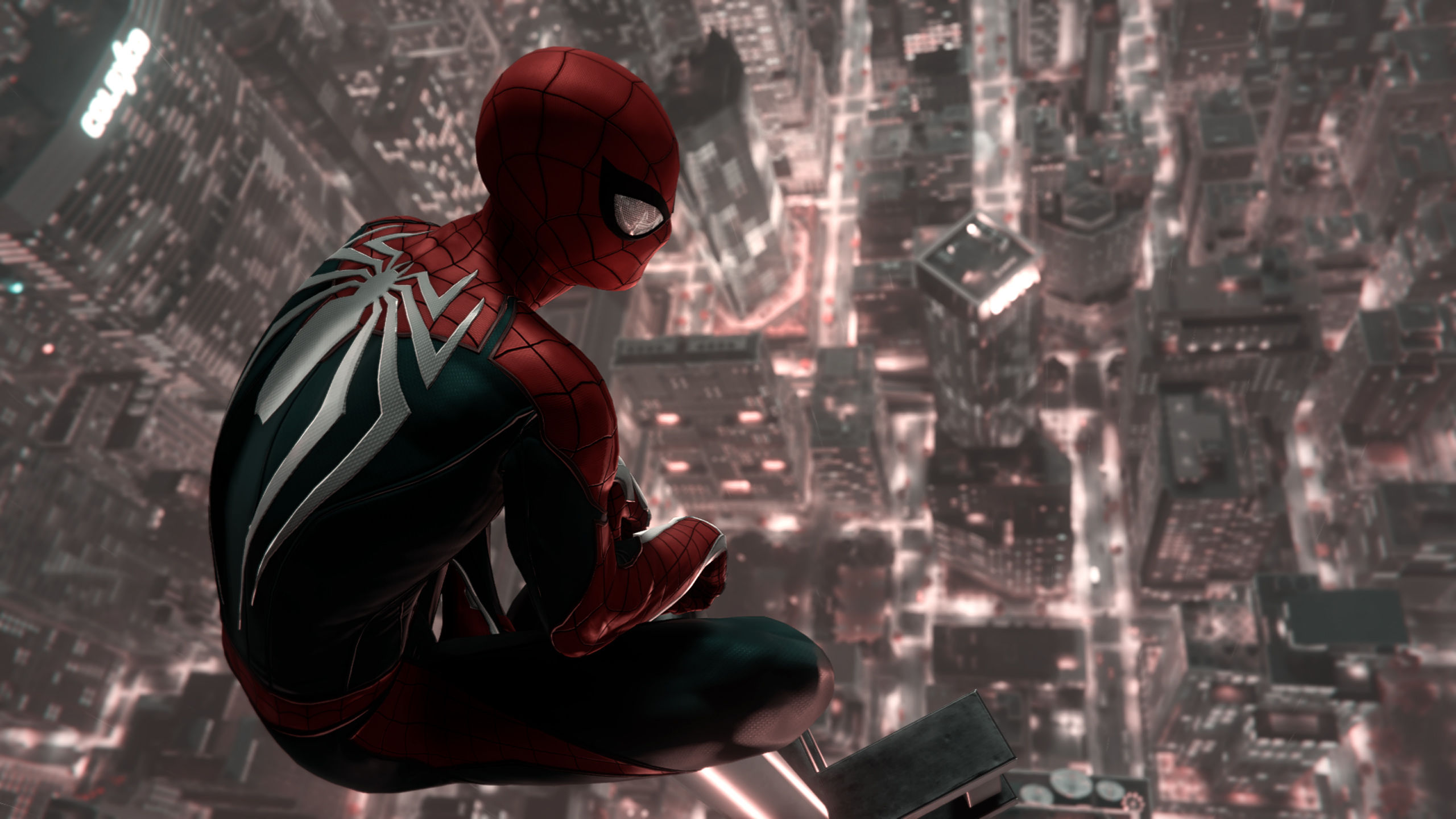 Wallpaper #GkWwlY4B7YBJg1BVIaCK42 Spider-Man Looking Out Over a City at Night