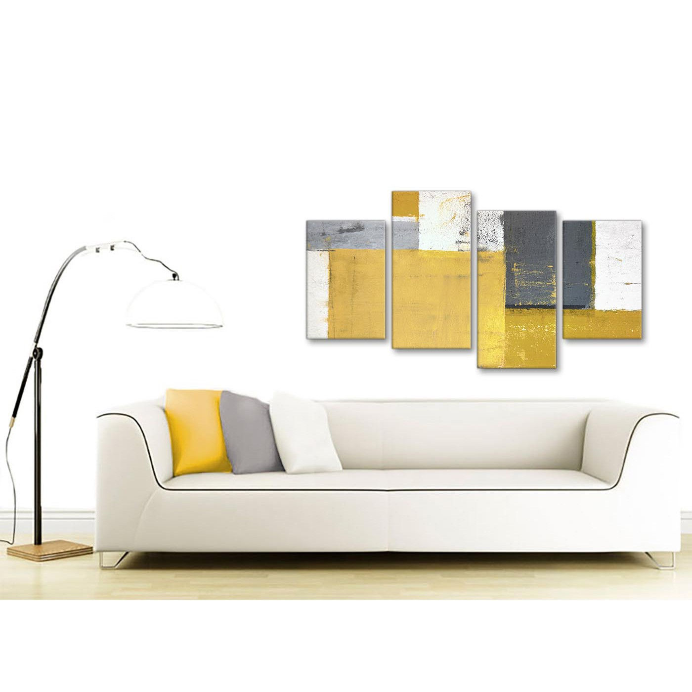 Wallpaper #qmfeC5MBSpphPi3-bdun119 Large Mustard Yellow Grey Abstract Painting Canvas Wall Art Print