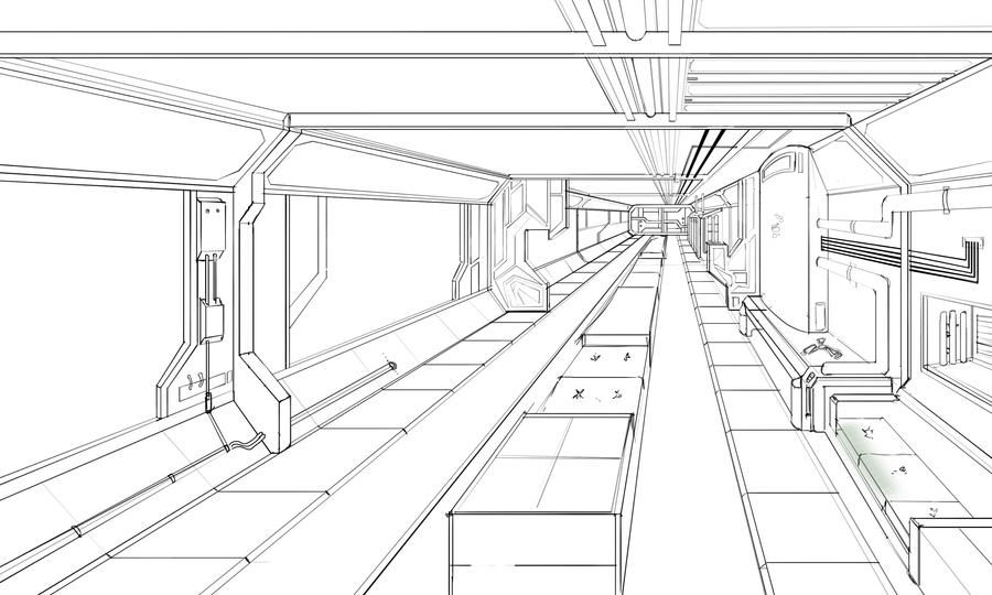 Wallpaper #r7gj2JIBJvJKYCmEhOZY0 Spaceship Interior Lineart by Rymin07 on Deviantart