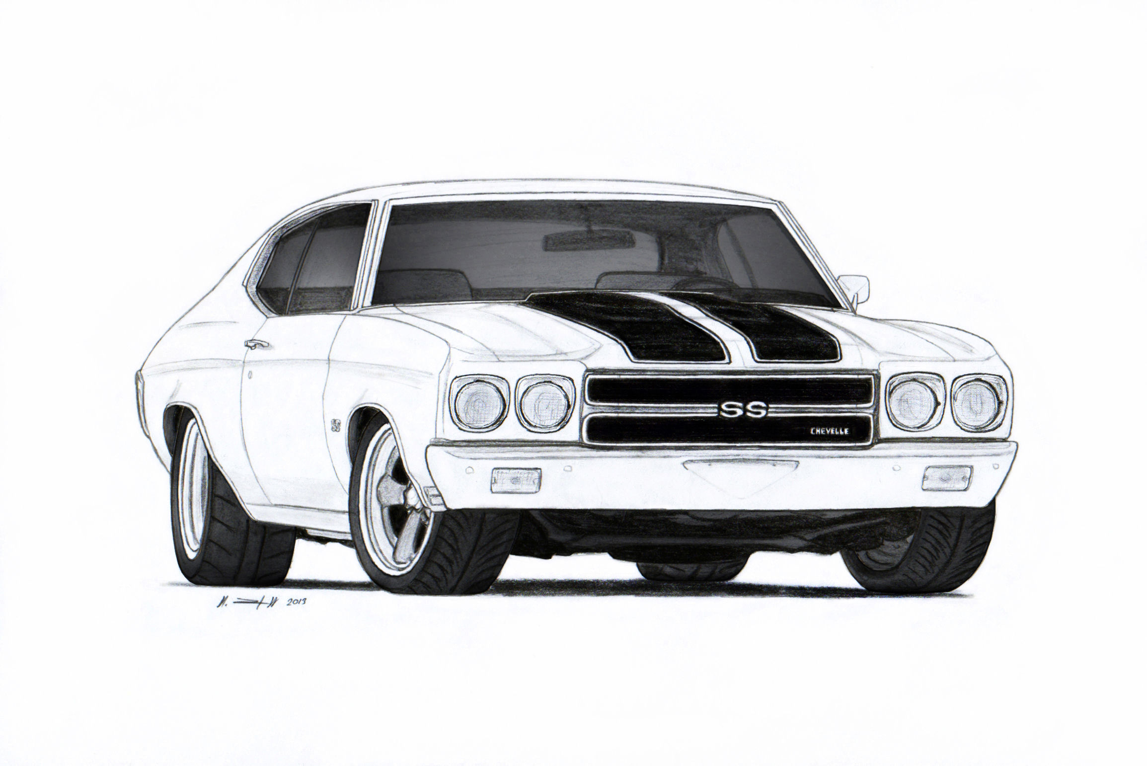 Wallpaper #pRkeOI8BtGB6xQ78Lqe629 1970 Chevrolet Chevelle Ss Pro Touring Drawing by Vertualissimo on