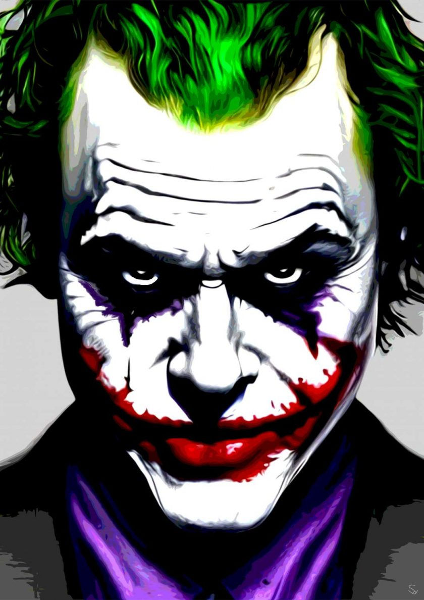 Wallpaper #pLg525IBJvJKYCmE3_XP189 A3 Portrait of the Joker Heath Ledgers Joker Mr J A3 Prints