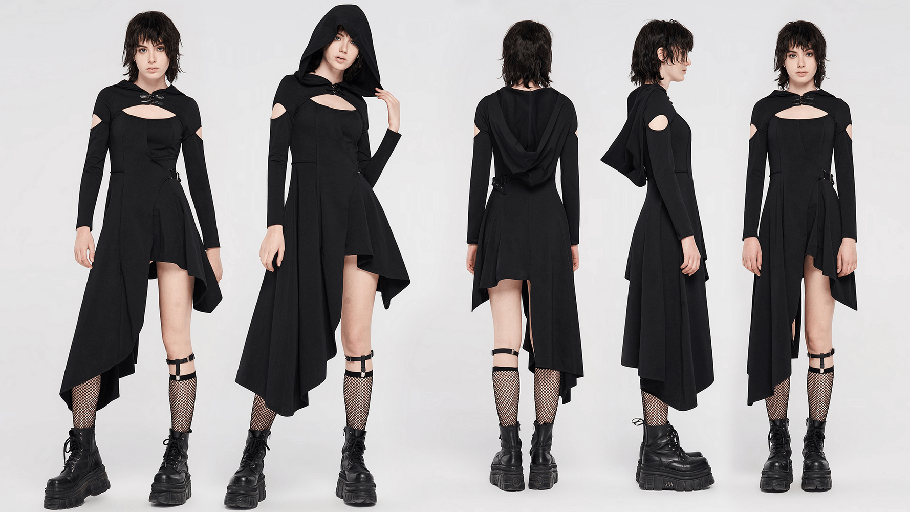 Wallpaper #PPtihJcBx-Hc5Y204K-u63 Punk Rave Cyberpunk Vestido Con Capucha Hechicera Asym