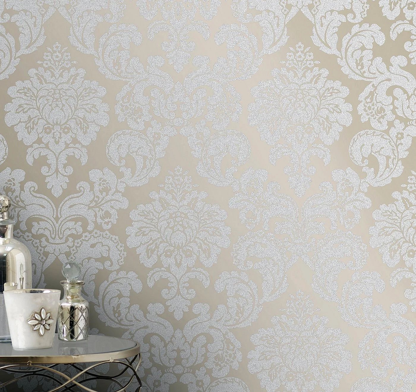 Wallpaper #fe508 Cream and Gold Damask Wallpaper Silver and Gold Wallpaper Goawall