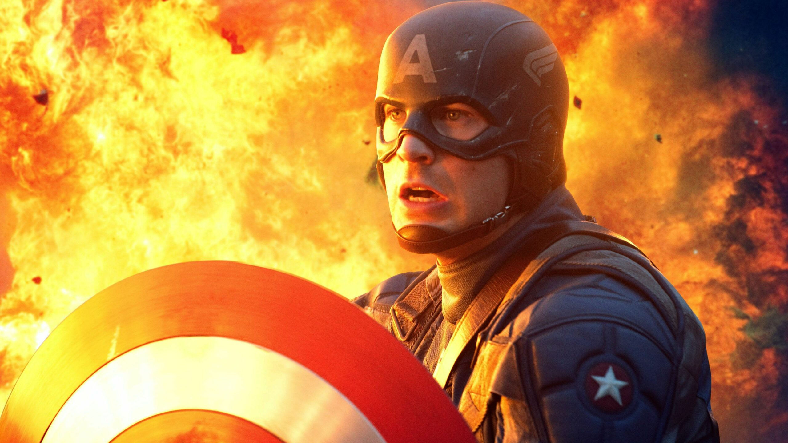 Wallpaper #WUVPno4B7YBJg1BVGKIS53 Captain America in Action During an Explosion