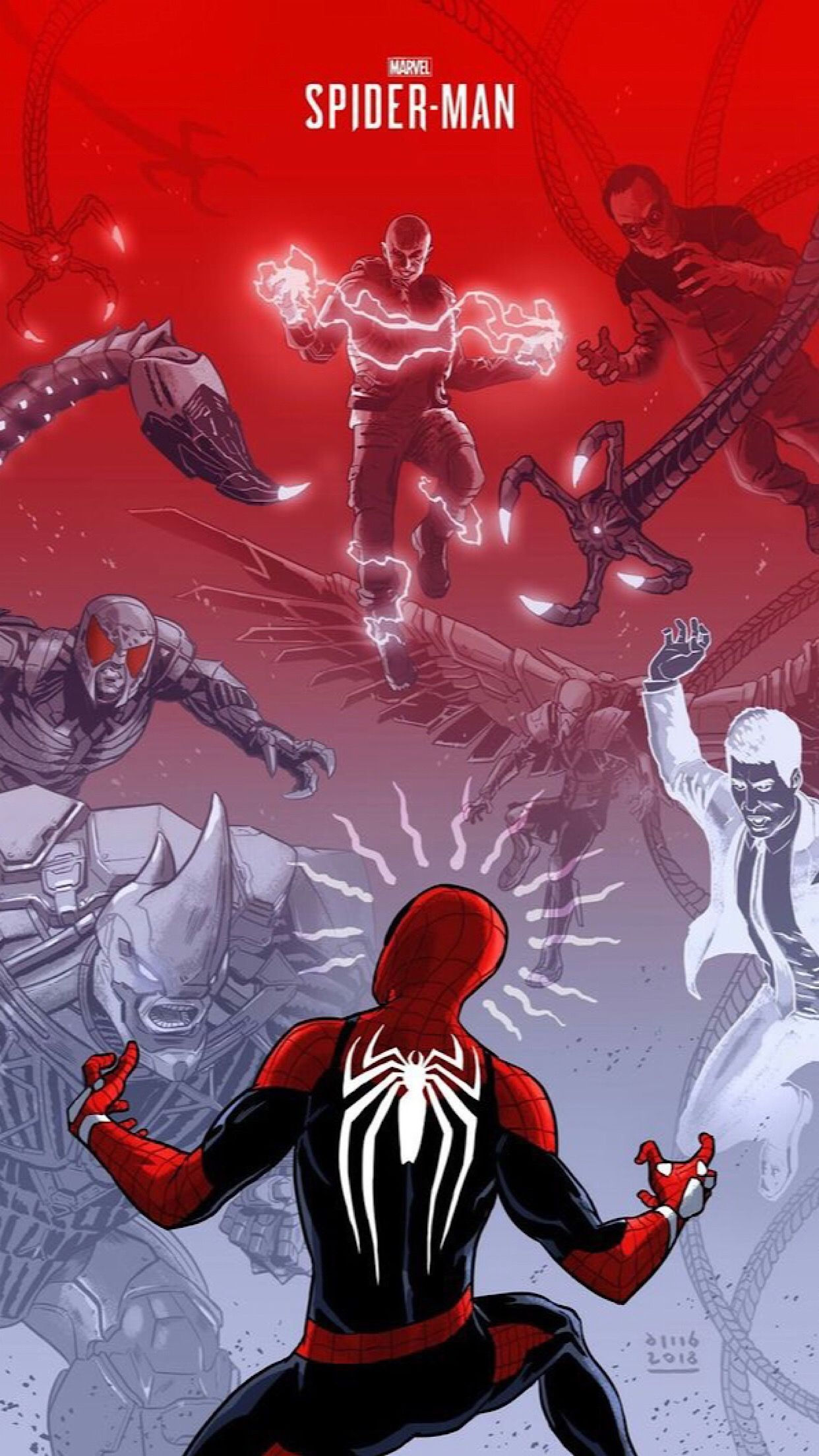 Wallpaper #ceb46 1920x1080 Spiderman vs Sinister Six Art Laptop Full HD 1080p HD 4K