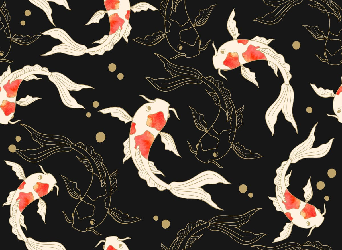 Wallpaper #4f2e6 Koi Fish Heart Original Watercolor Painting Etsy