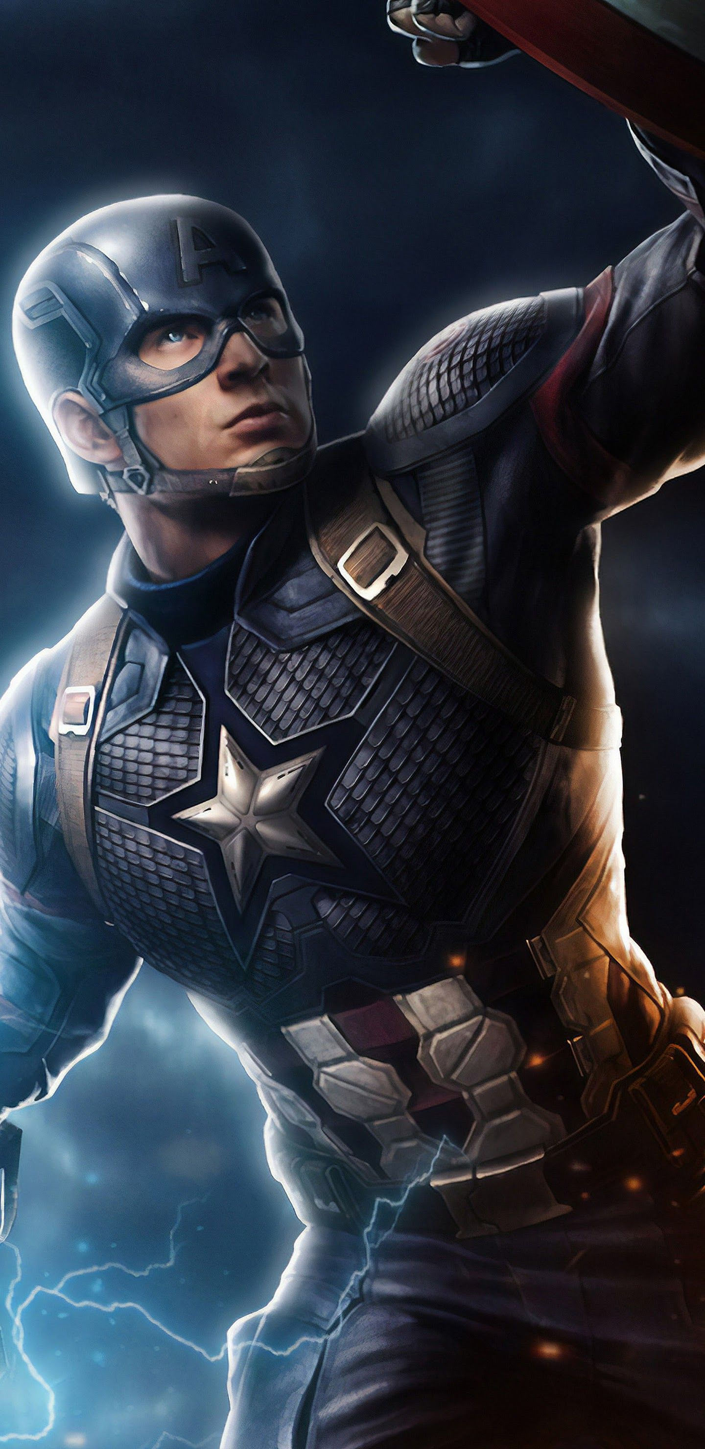 Wallpaper #B70BF Captain America Surrounded by Lightning from Thors Hammer