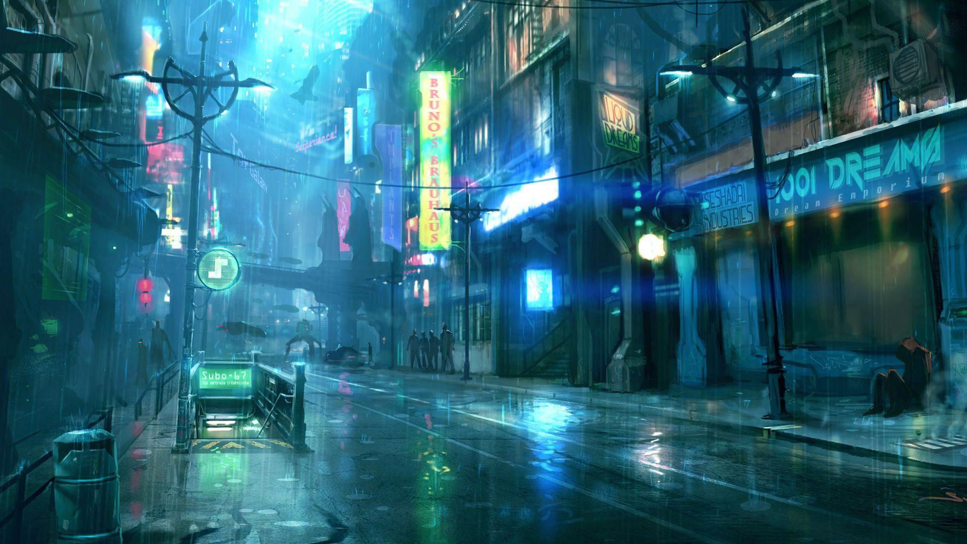 Wallpaper #FxpgUJMB1yWOL4qg-4Am235 City Neon Dual Monitor Wallpaper