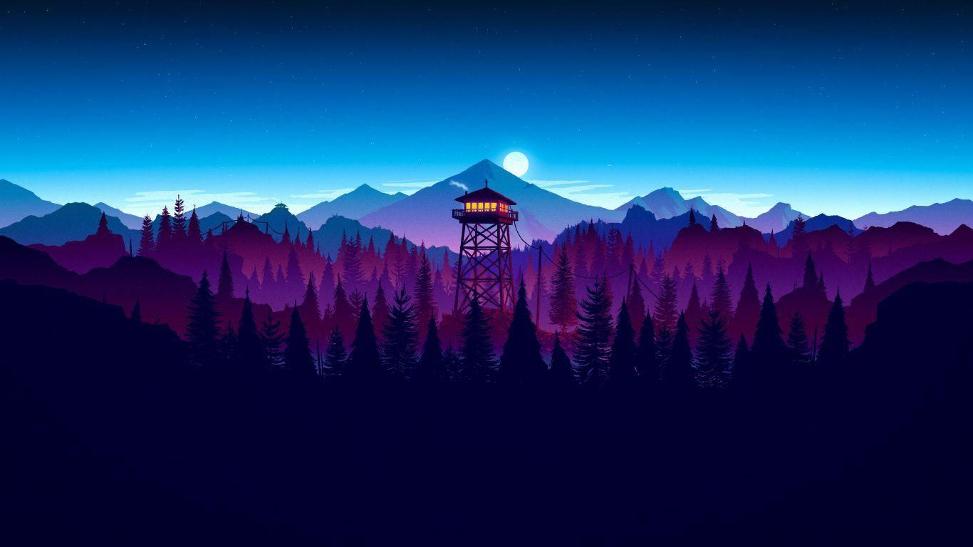 Wallpaper #3ded5 1920x1080 Resolution Mountain Minimalist Night 1080p Laptop Full HD