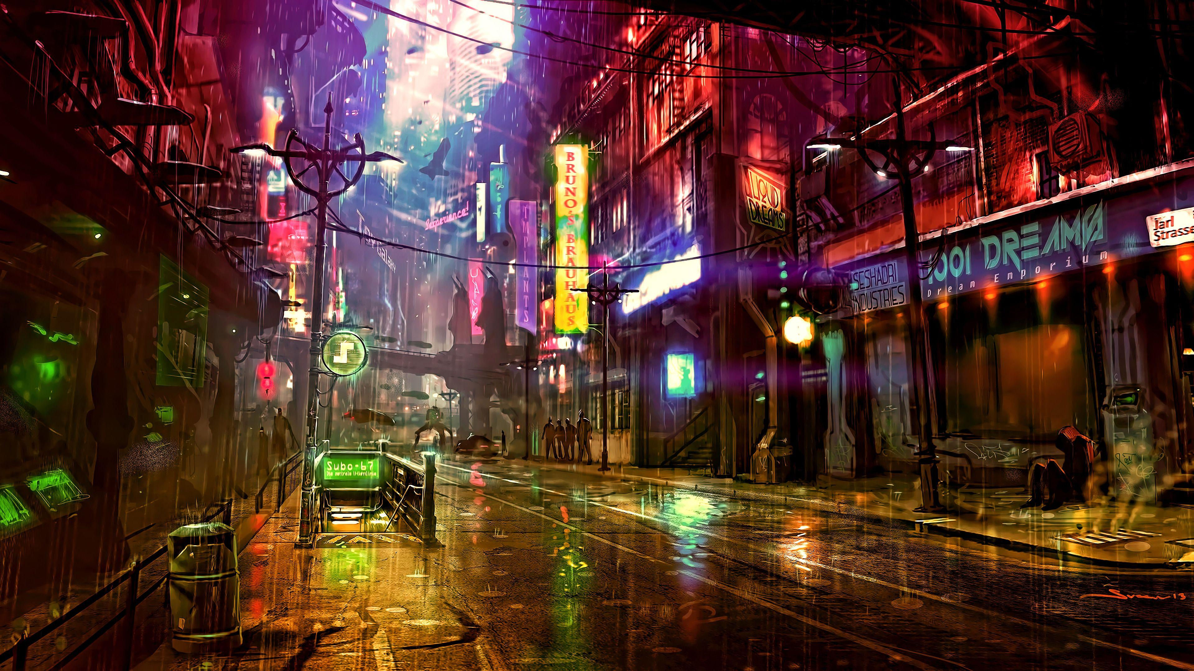 Wallpaper #FxpgUJMB1yWOL4qg-4Am229 City Neon Dual Monitor Wallpaper