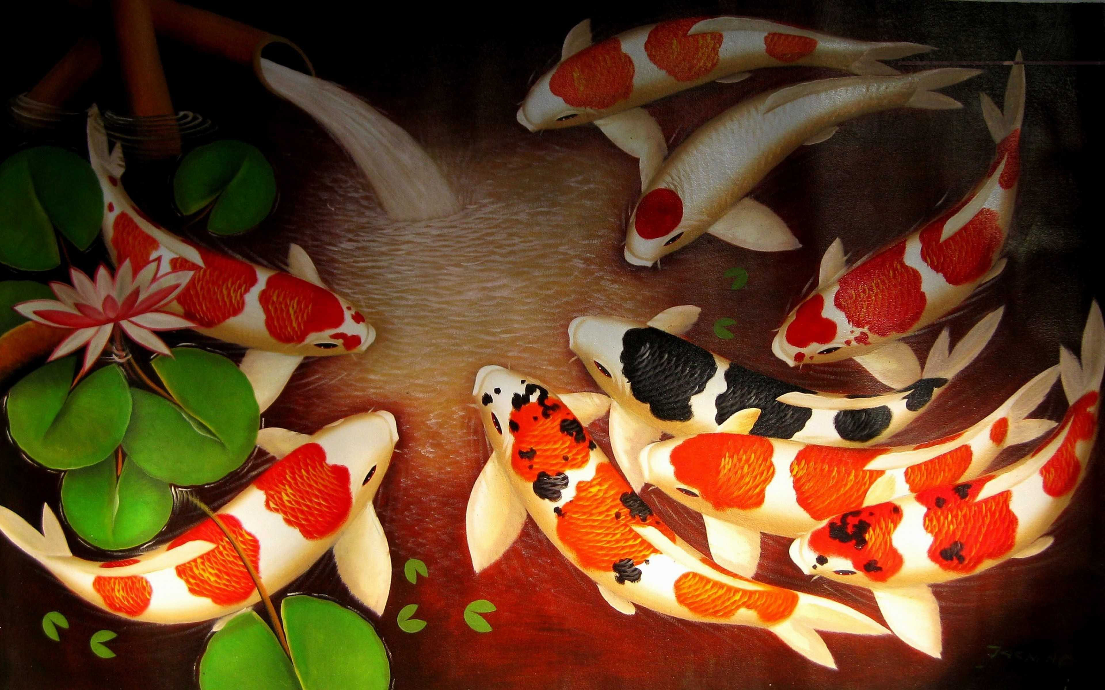 Wallpaper #4f2e6 Koi Fish Heart Original Watercolor Painting Etsy