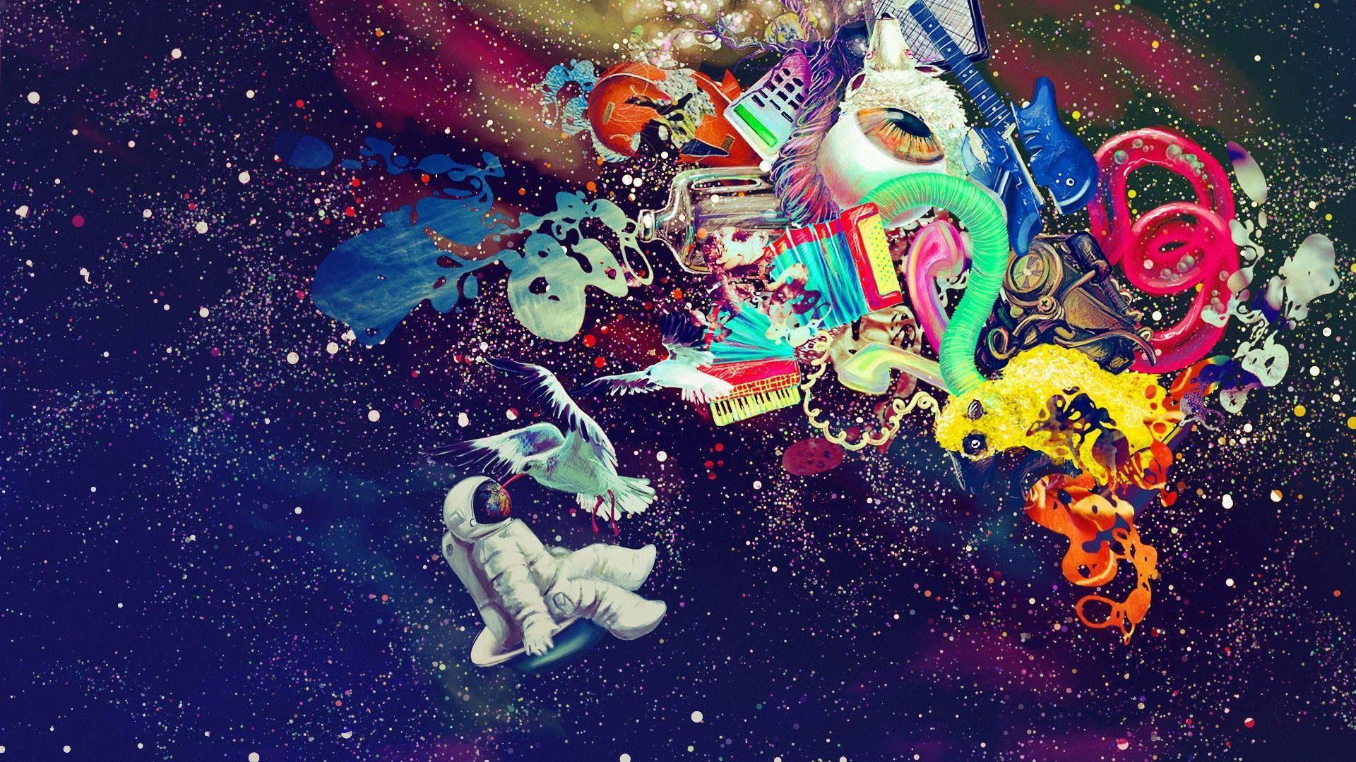 Wallpaper #PV7nMpMBborbLbczbmCQ303 Trippy Astronaut in Space Wallpapers Top Free Trippy Astronaut in