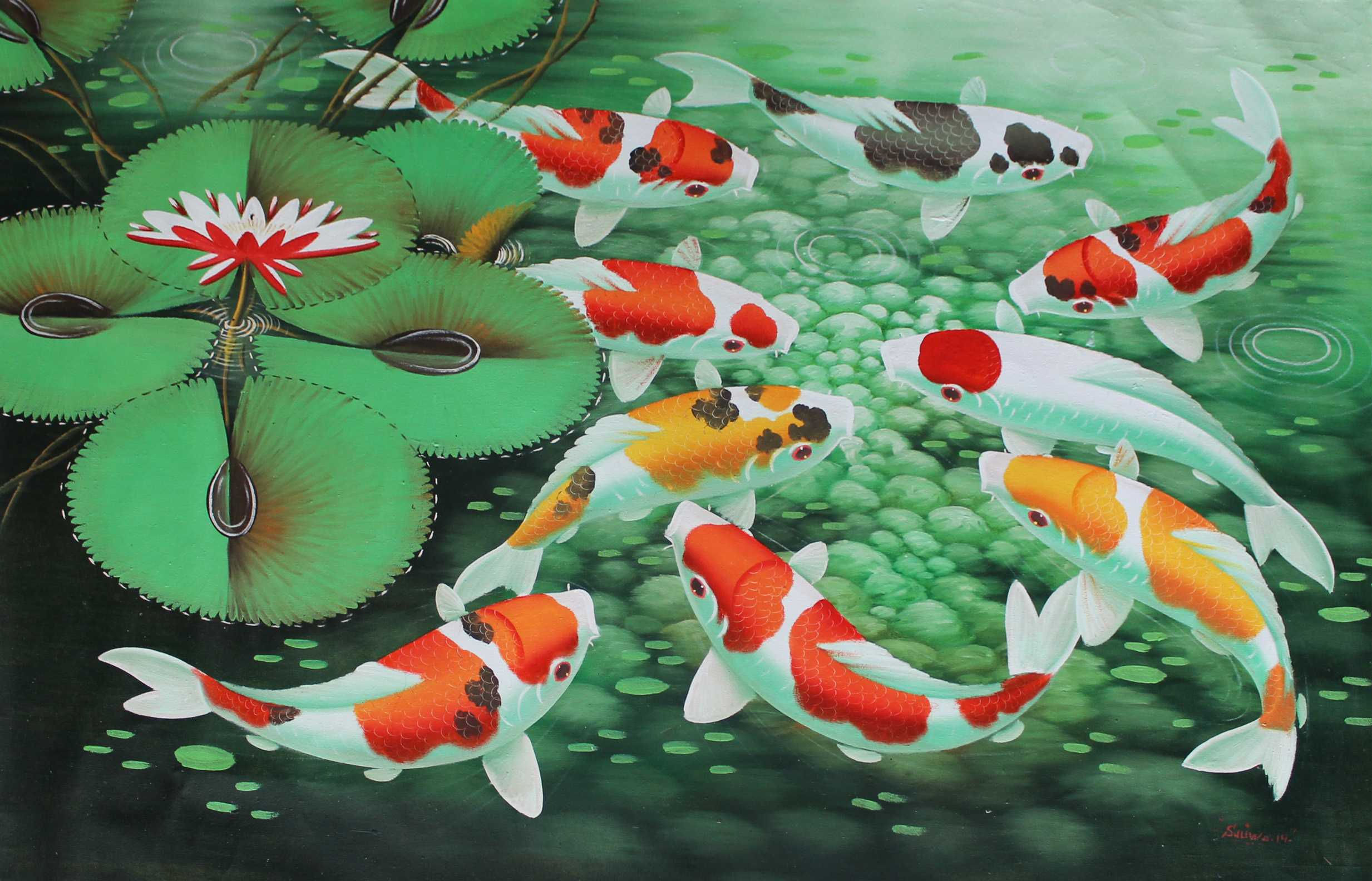 Wallpaper #4f2e6 Koi Fish Heart Original Watercolor Painting Etsy