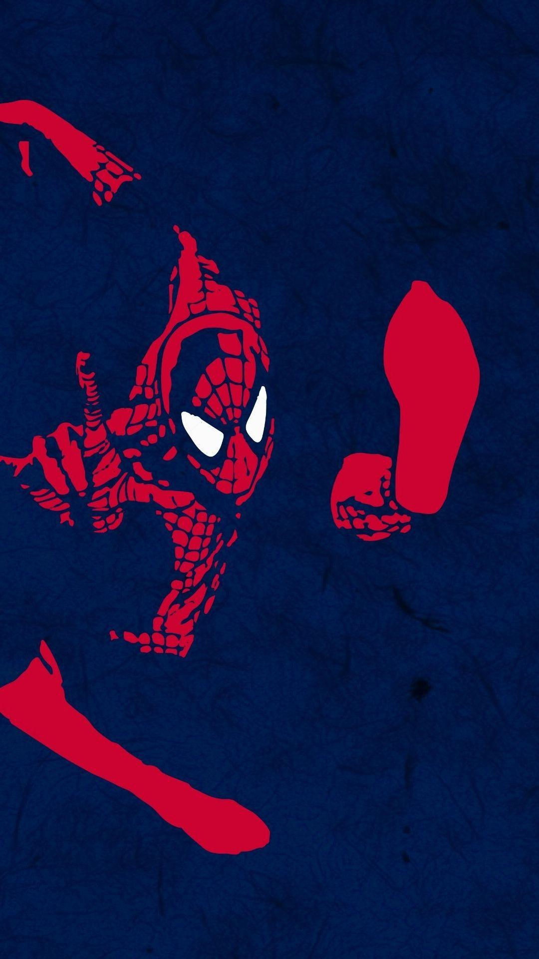 Wallpaper #dkXilo4B7YBJg1BVMqA657 Spider-Man Swinging Through a Blue and Red Cityscape