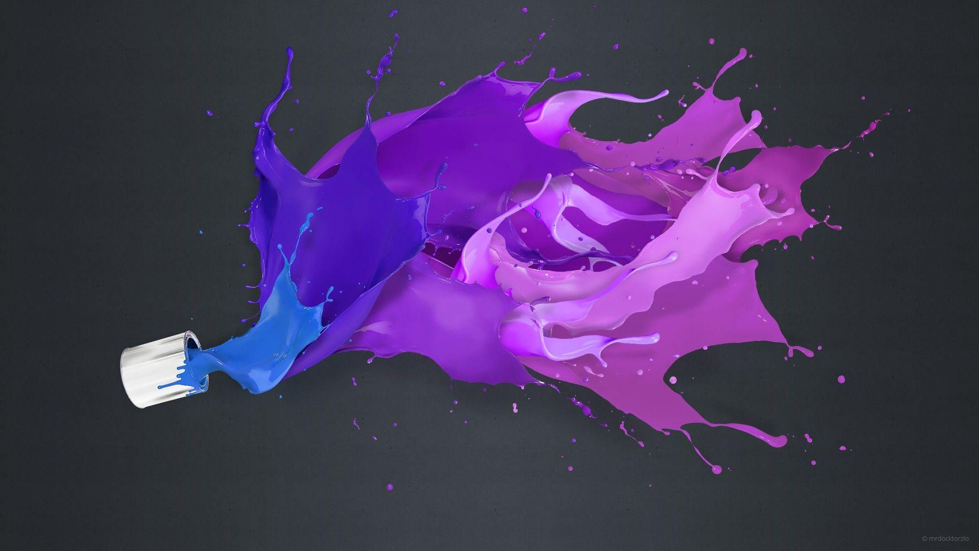 Wallpaper #676fa Dark Purple Turquoise Paint Stains Mixing Liquid 4K HD Turquoise