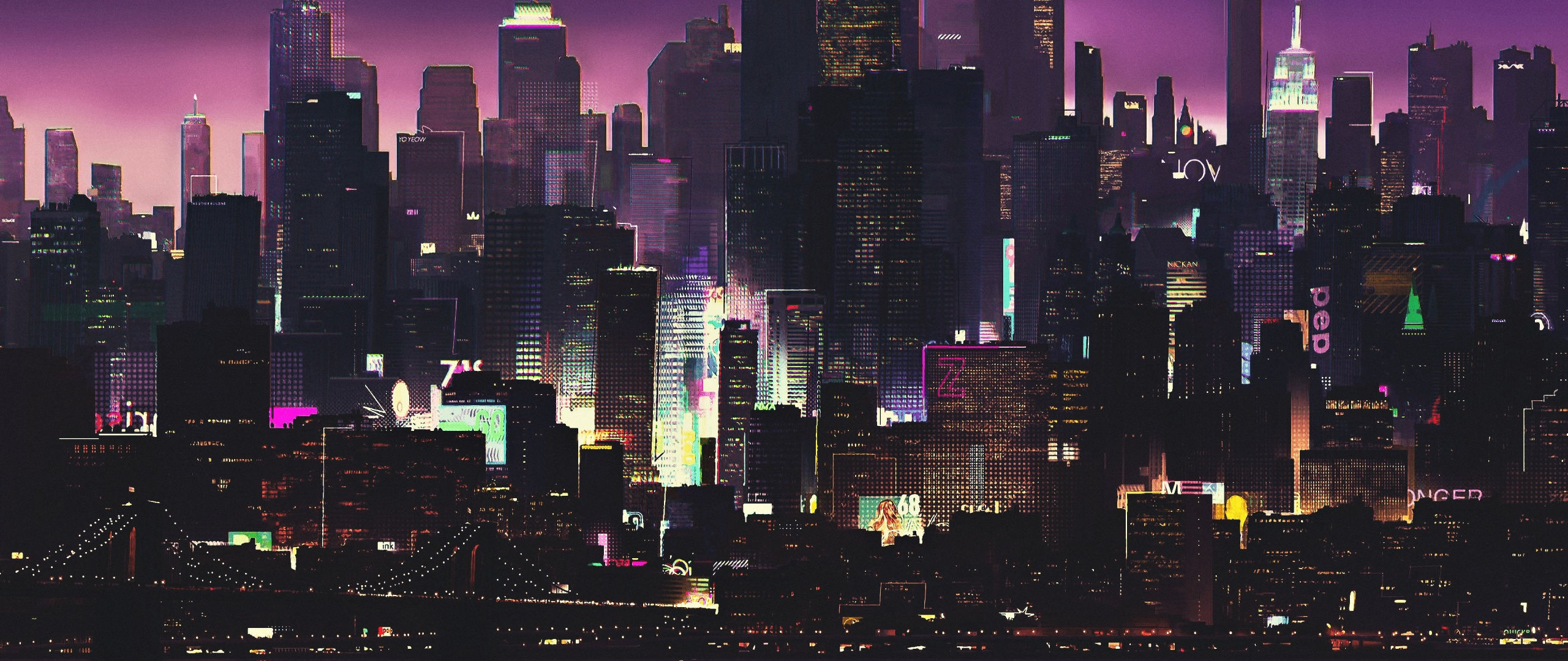 Wallpaper #dkU2lI4B7YBJg1BVip_044 A Beautiful Purple Cityscape of a Large American City at Night