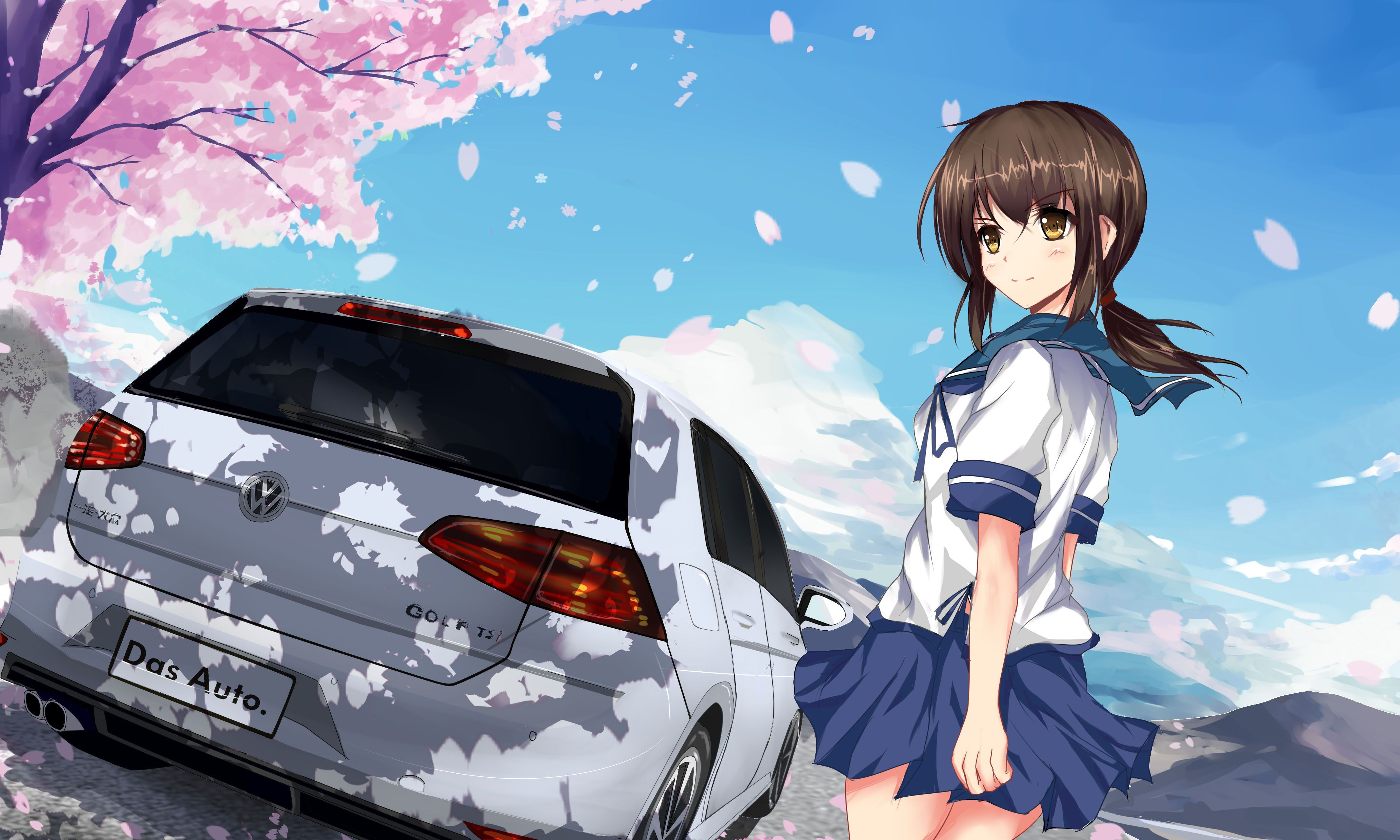 Wallpaper #46bf0 Download Girl Leaning on a Nissan Skyline Car Anime Wallpaper