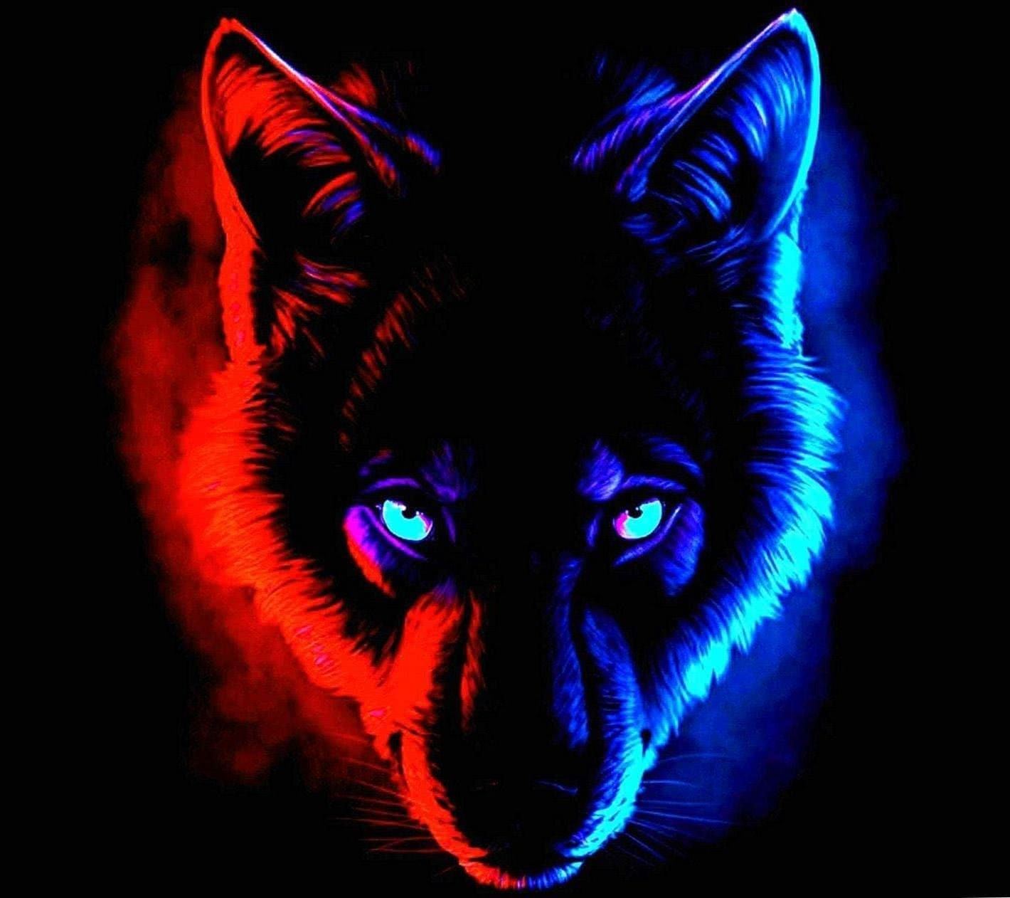 Wallpaper #0002c Glowing Wolf Eyes at Night