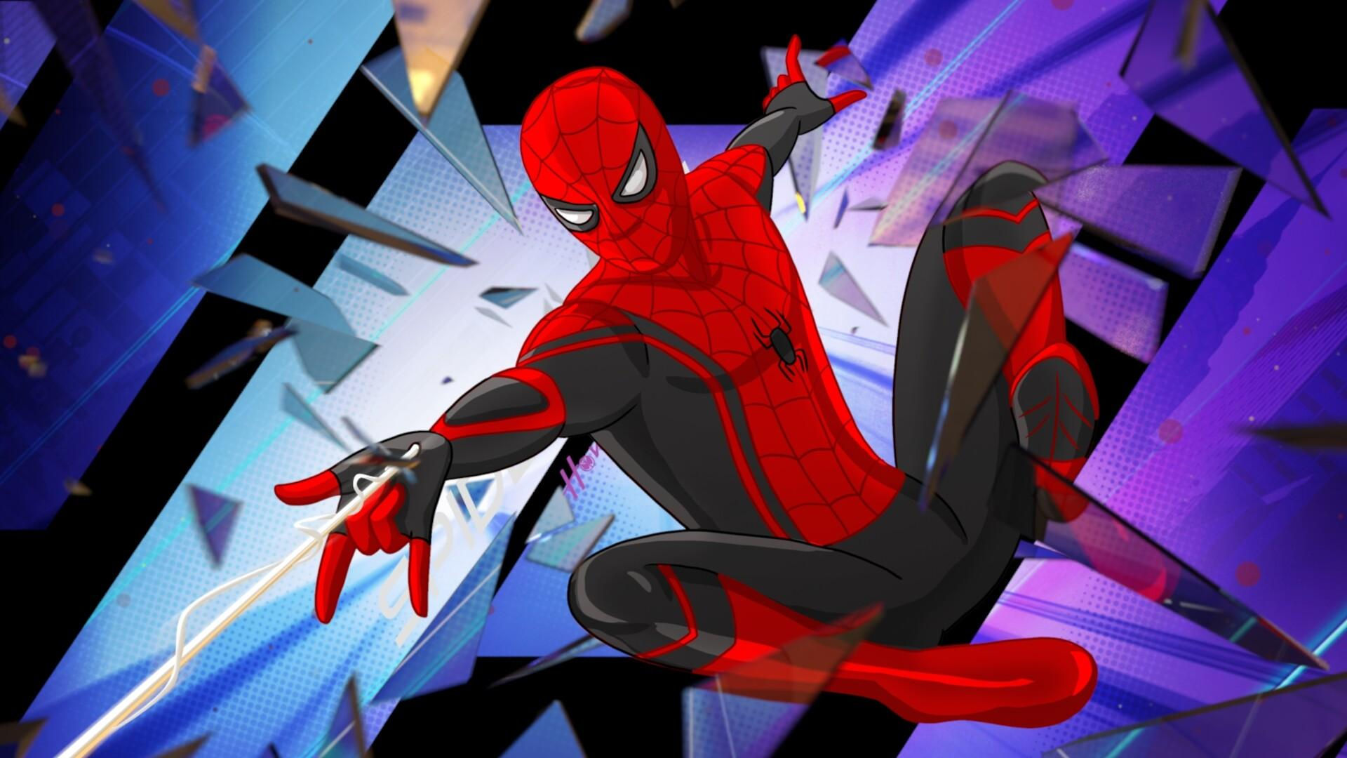 Wallpaper #IHNOhY4BFI5NbQkspB6t10 Spider-Man Swinging Through a Shattered Glass Window