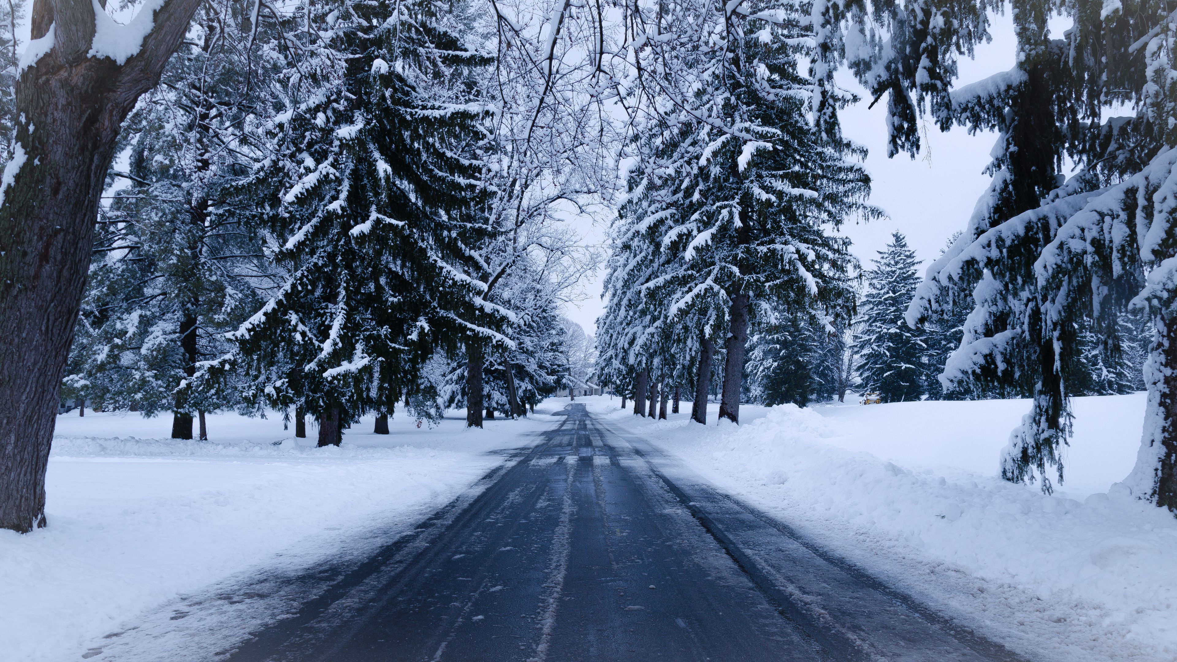 Wallpaper #Xh0aK5MBlOZrFDOkCcW-24 Winter Road Snow Trees Winter Landscape 4K HD Wallpaper