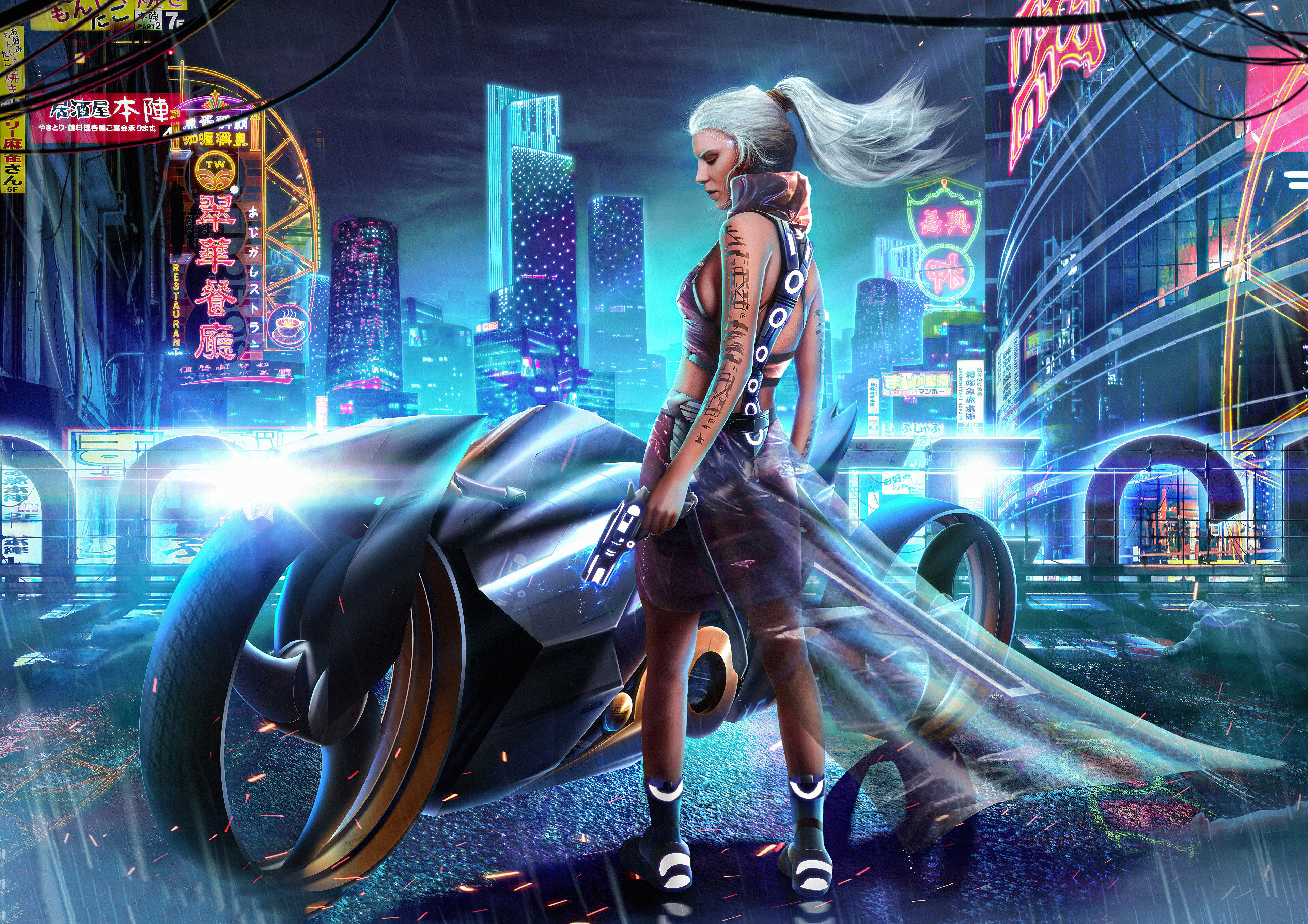 Wallpaper #Hn2b9I4Bnwiau_P6wRAz18 Artist HD 4K Artwork Artstation Cyberpunk Biker HD Wallpaper