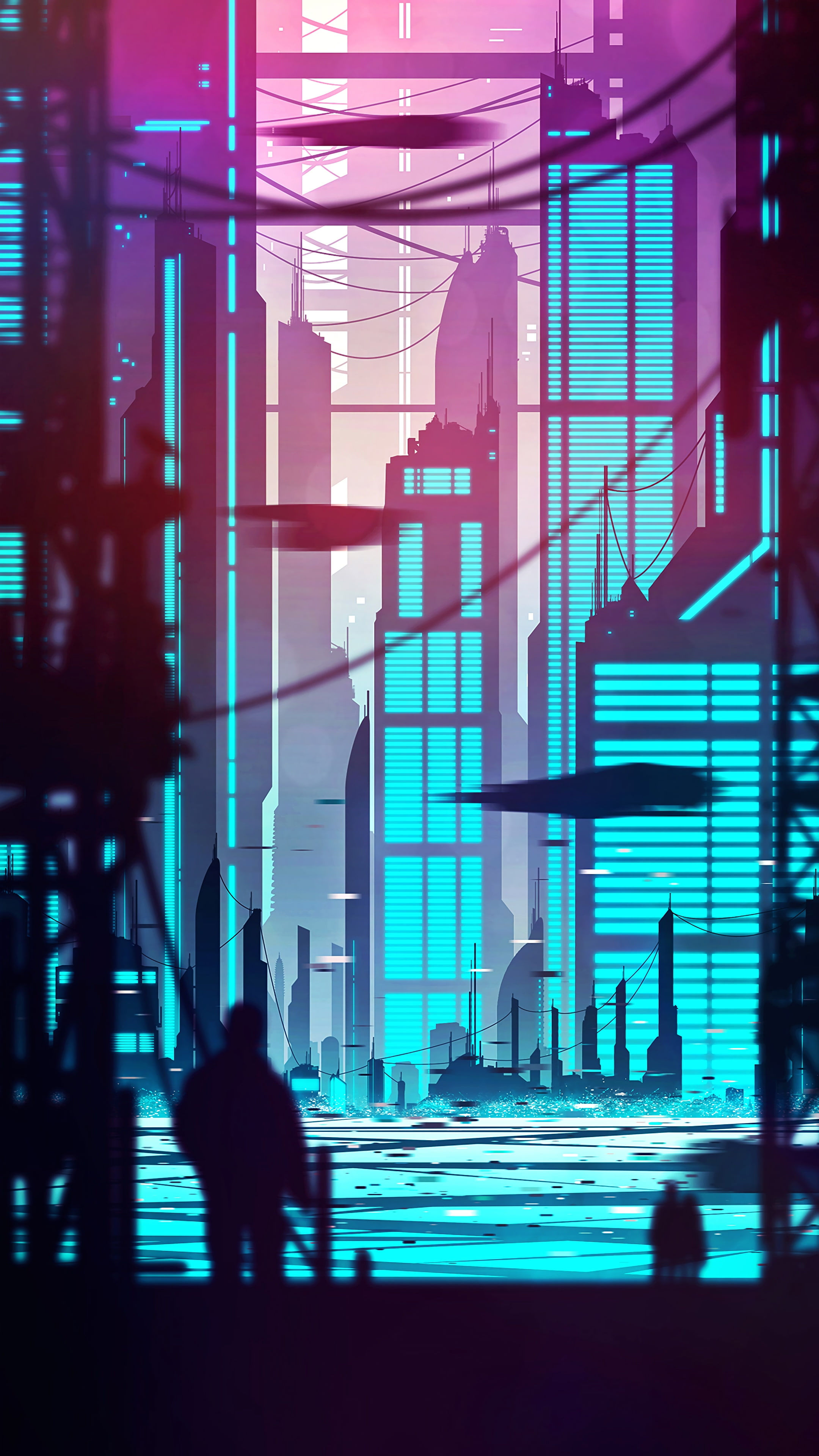 Wallpaper #B3049I4Bnwiau_P66w_P9 Wallpaper Id 1437563 4K Silhouette Art City Outlines Cyberpunk