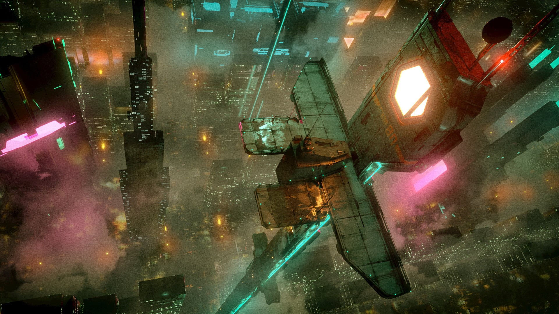 Wallpaper #aWjcHZMBSpphPi3-Yicj360 Skyscraper Cyberpunk Night Mist Abandoned 1080p Neon Glow City