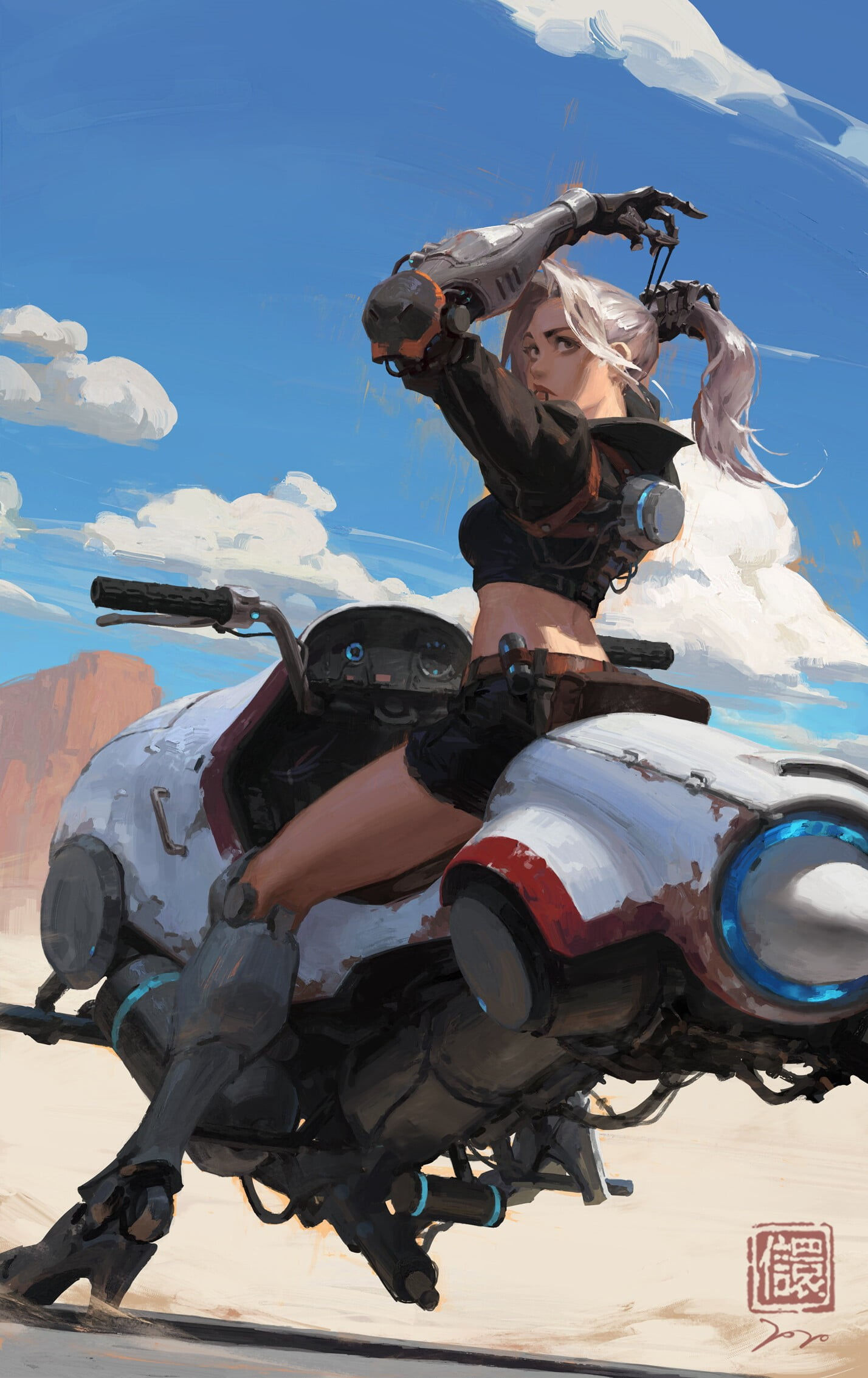 Wallpaper #WkD9LpMBJhL2WPbal7s-313 1080p Women Ponytail Cybernetics Desert Biker Wasteland