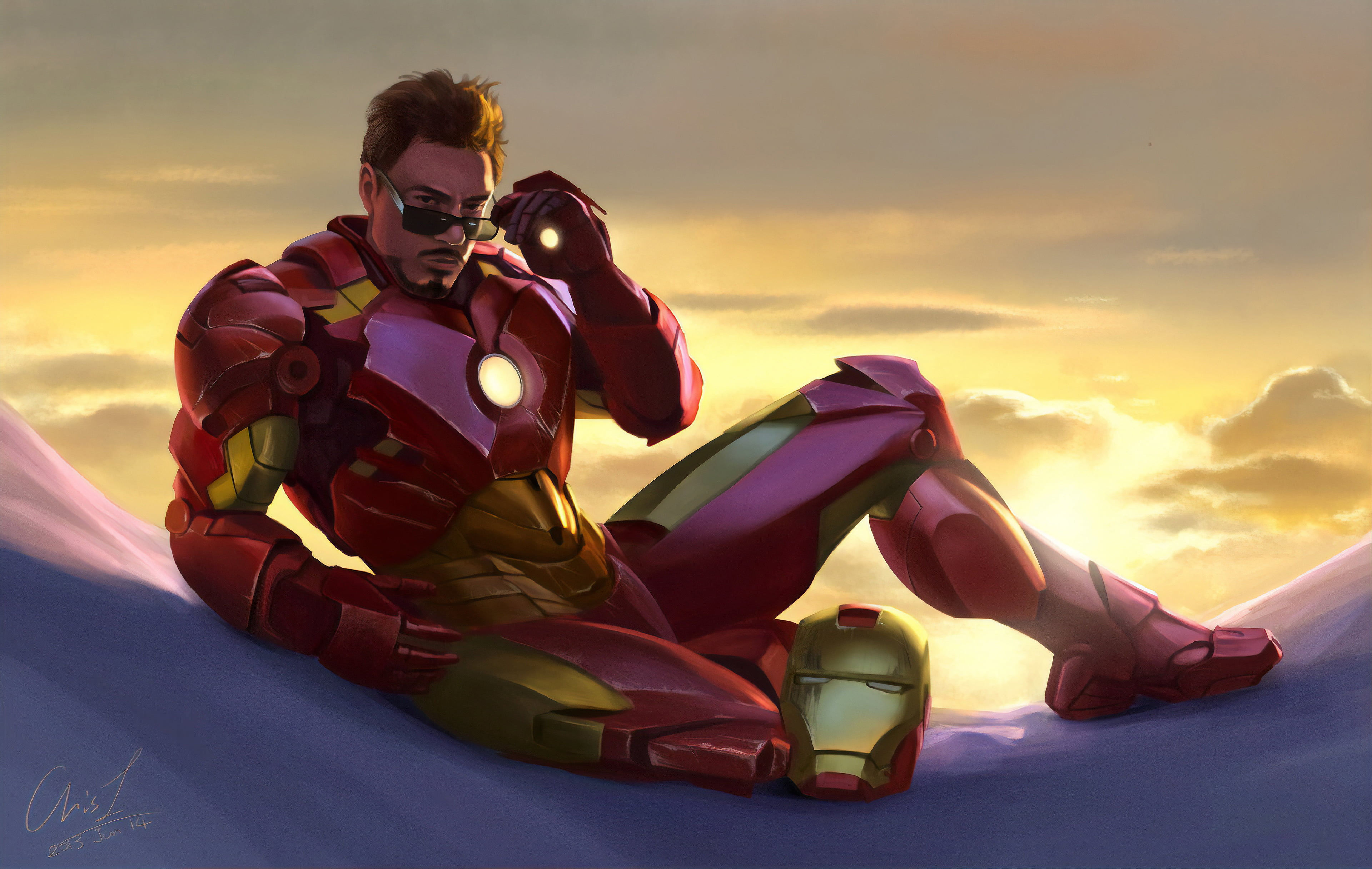 Wallpaper #RneqKJMB-pgBXx60N6st41 4K Iron Man Artwork Morning Digital Painting Iron Man 2 Glasses