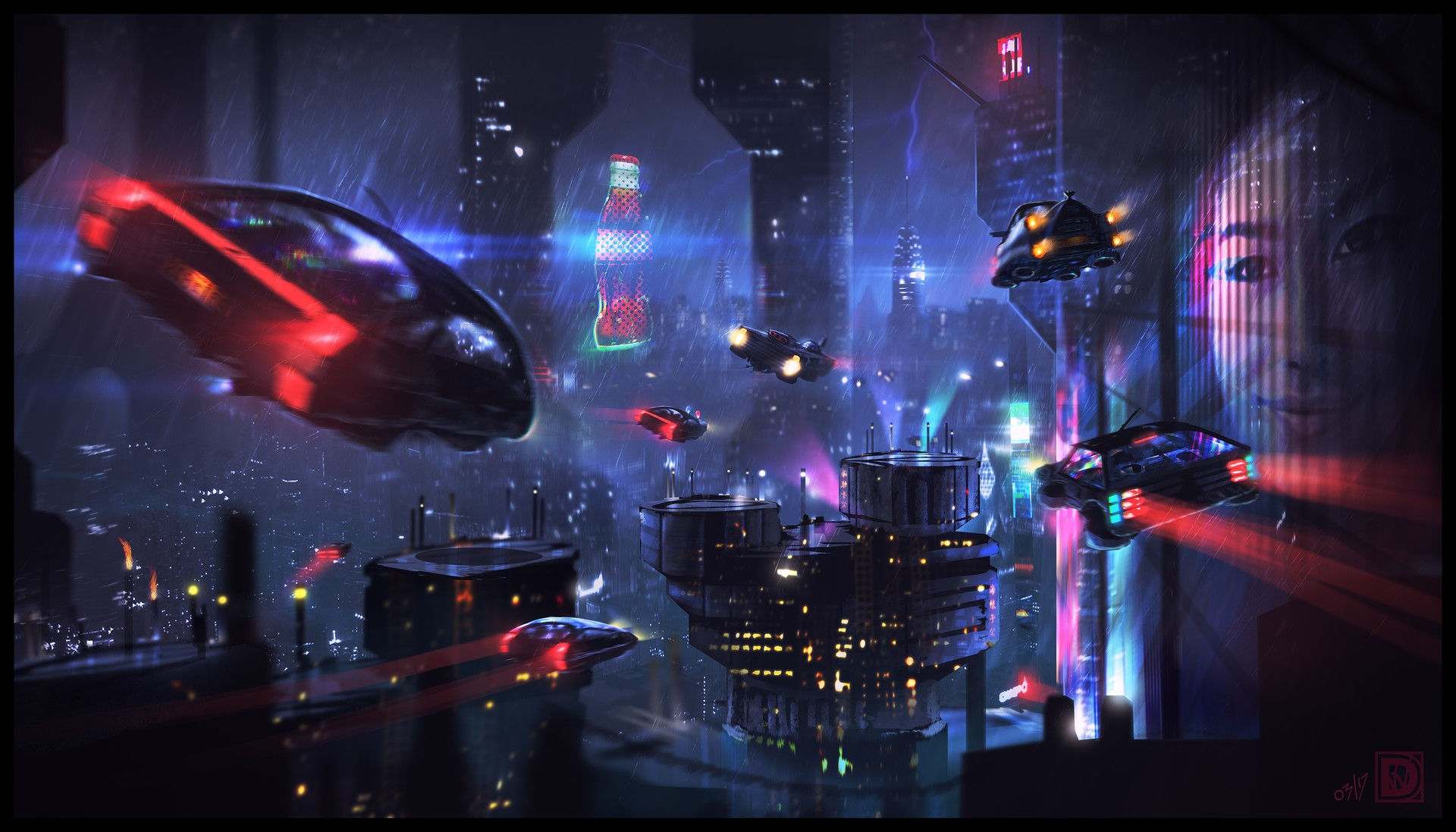 Wallpaper #4kX0qY4B7YBJg1BVW6ci40 Cyberpunk City Rain Building Neon Glow Neon Cityscape Night