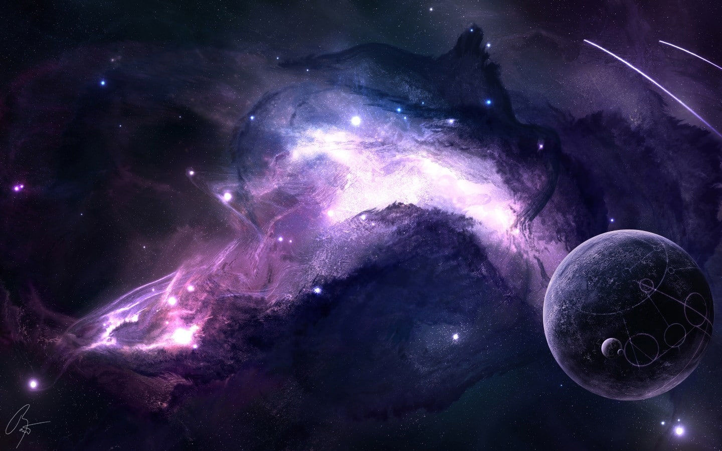 Wallpaper #pWc395IBSpphPi3-SoUD235 Universe Science Fiction Planet Nebula Joeyjazz Shooting Stars