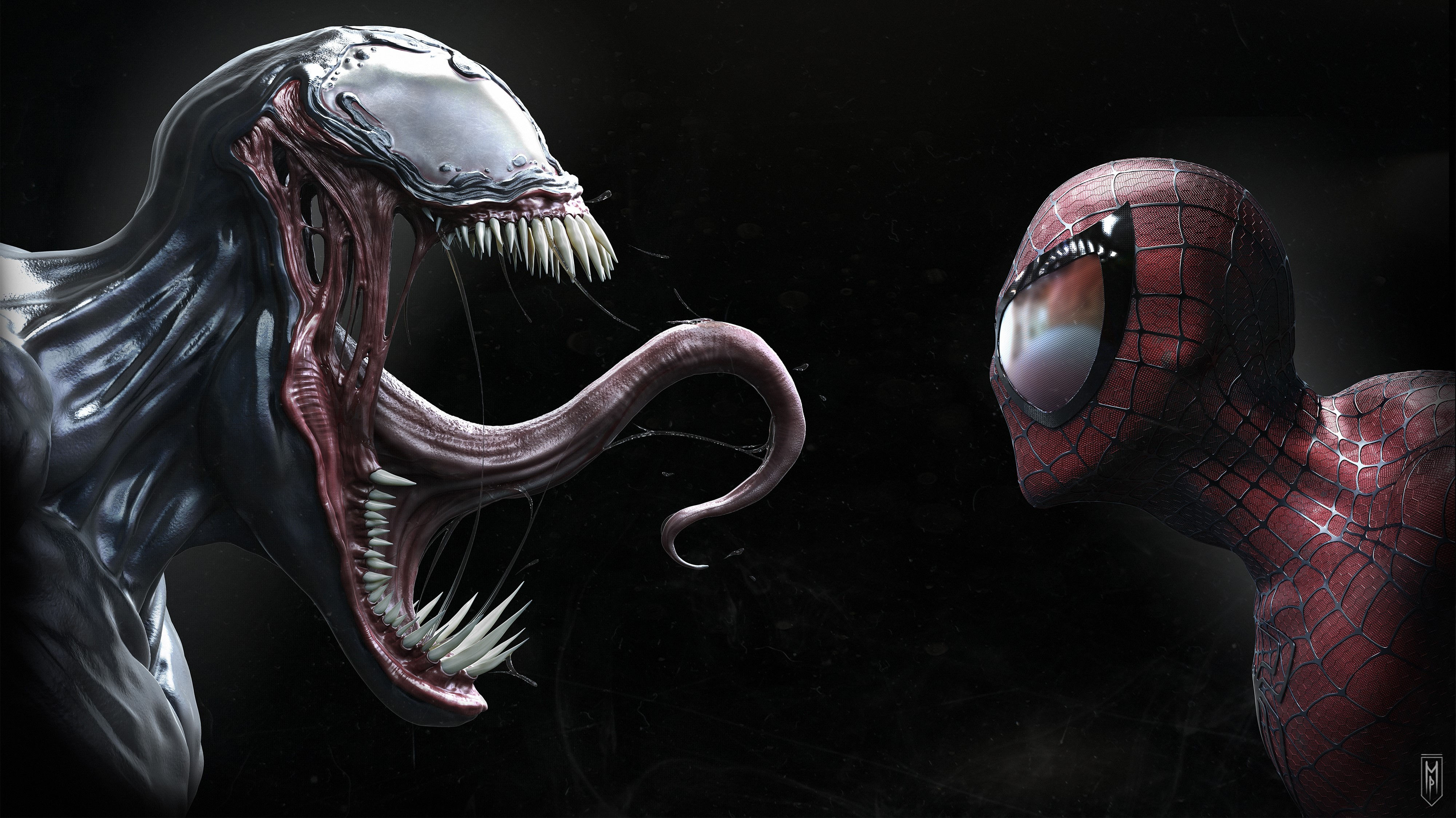 Wallpaper #-xm9Io8BtGB6xQ78xoIX13 Spider Man Venom Tongue Out Symbiote Comics HD Wallpaper